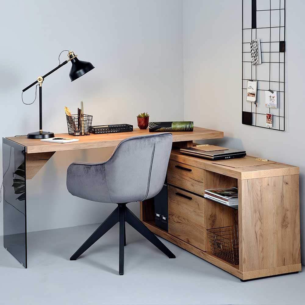 Pharao24 Eckschreibtisch Saljonka, mit Stauraum