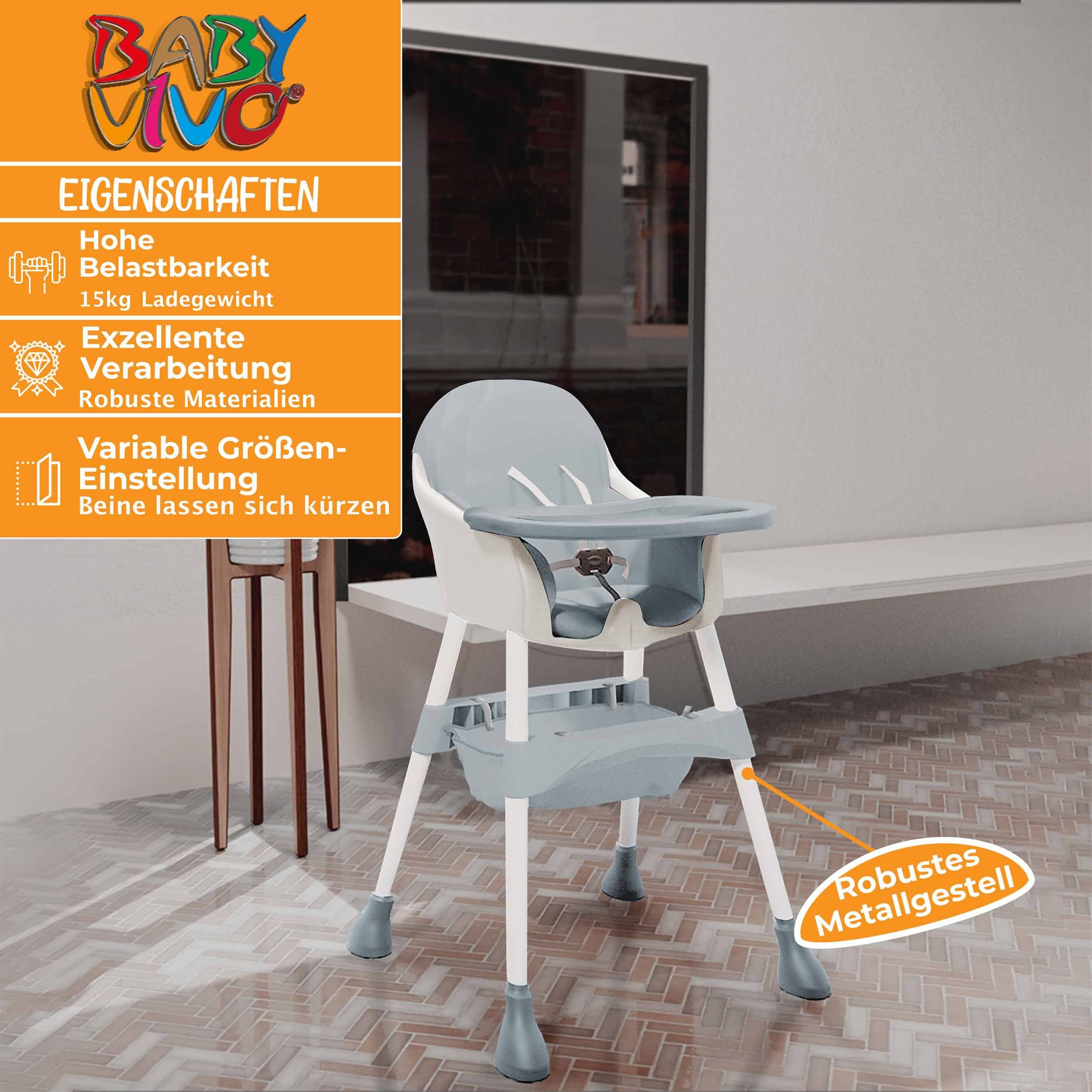 Baby Vivo Hochstuhl Design 2in1 Kinderhochstuhl - Oscar Türkis