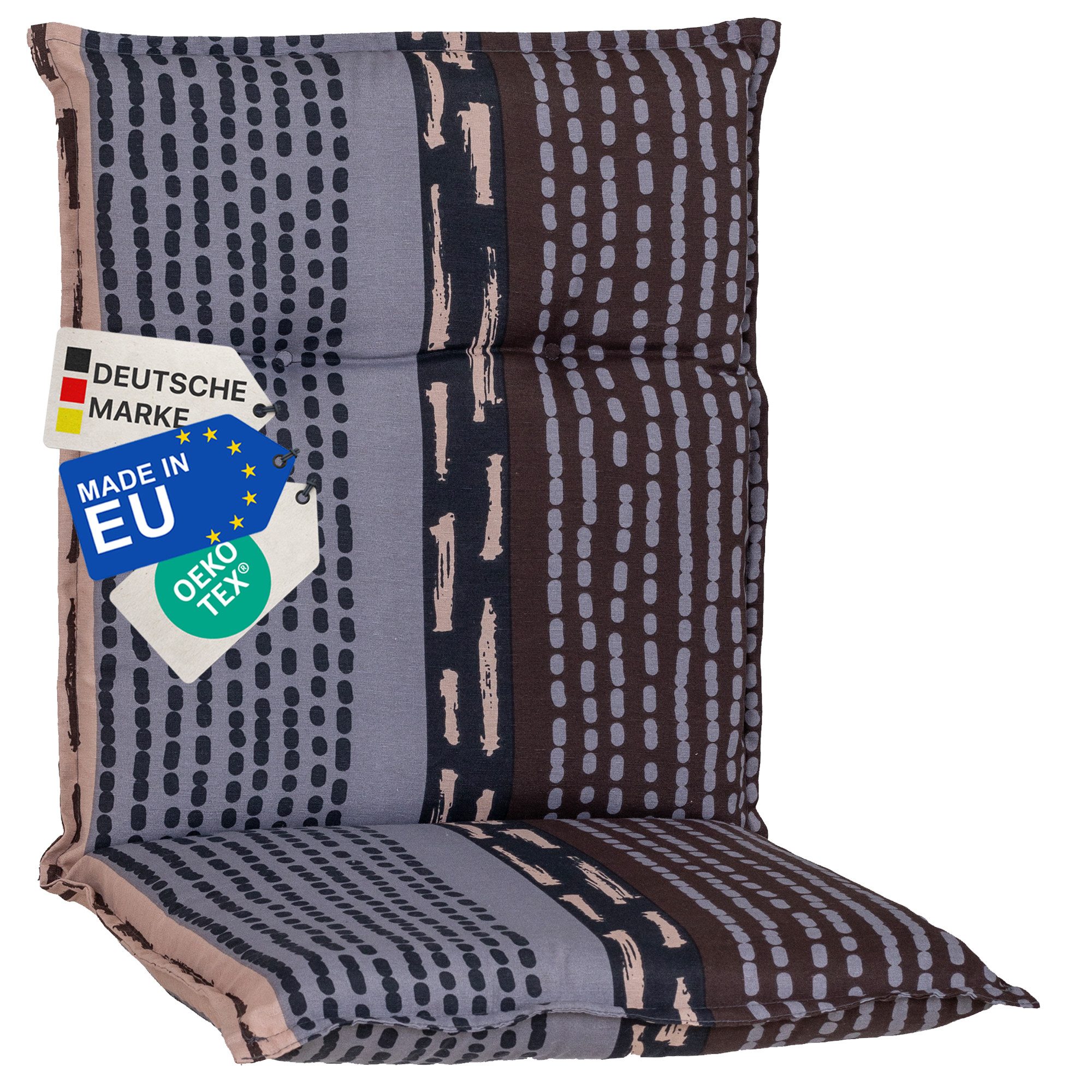 NYVI Sitzauflage Niedriglehner Auflage Barcelona Gartenstuhlauflagen 100x50cm, (1 St), Niederlehner Stuhlauflage Sitzauflage mit Halteband