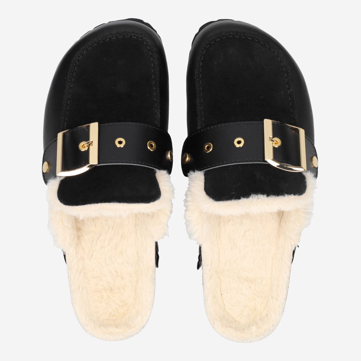 Hey Marly Hey Marly HM33-0009 CLOAFER FUR, Sandaletten, Schwarz, Damen Sandalette