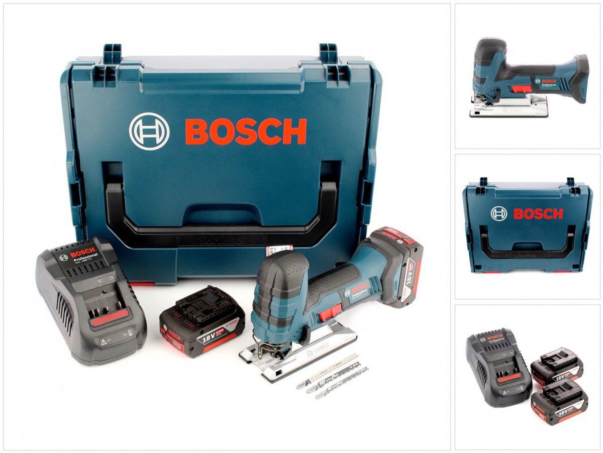 Bosch Professional Stichsäge GST 18V-LI S Akku Stichsäge 18 V 120 mm (06015A5104) + 2x Akku 5,0