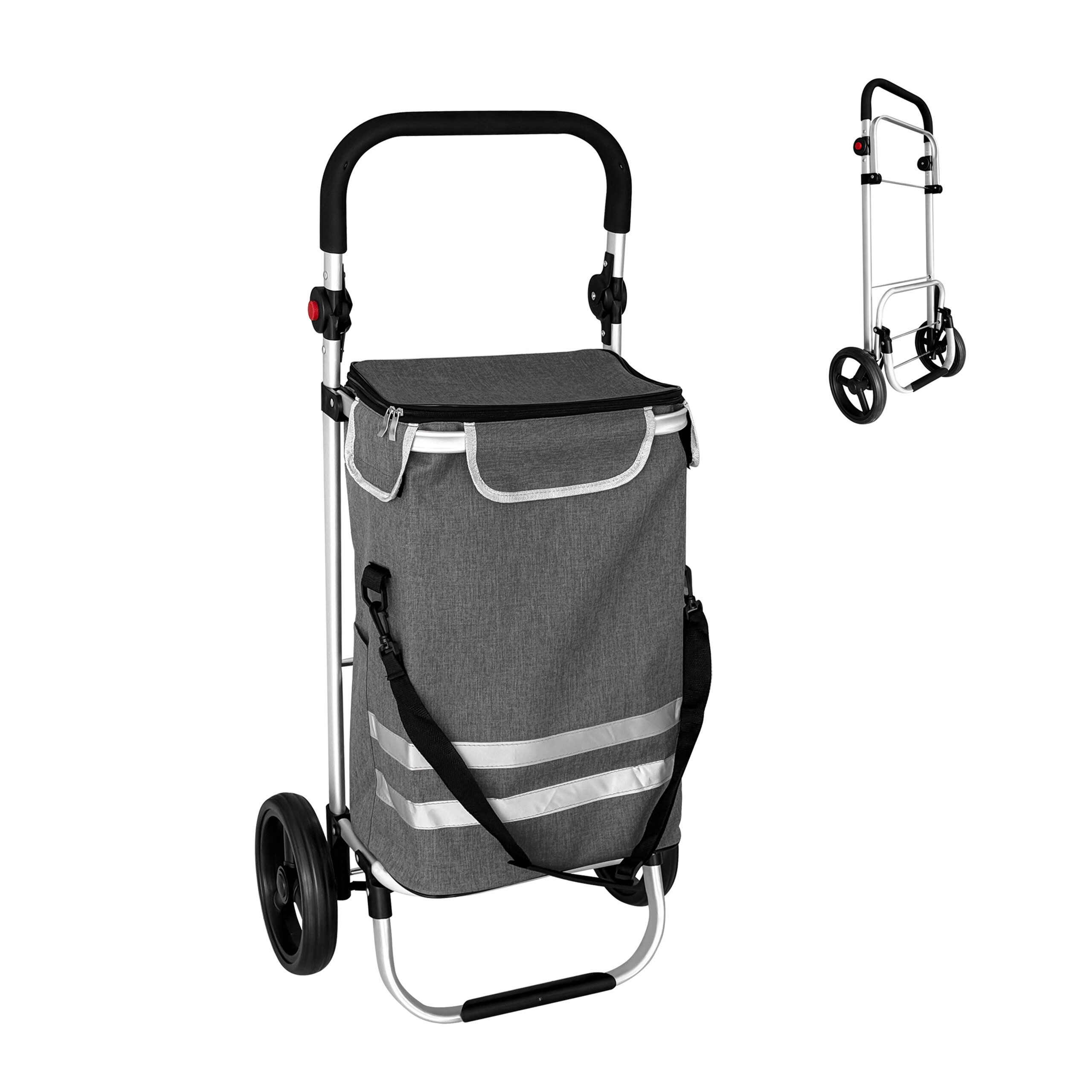 relaxdays Einkaufstrolley Klappbarer Einkaufstrolley 45 l, 45 l, grau