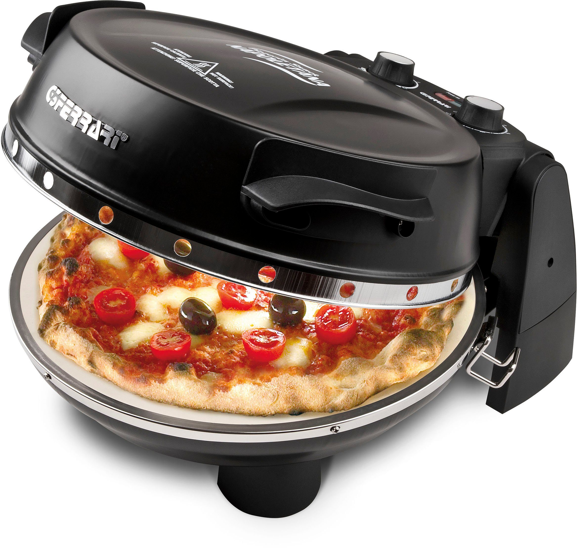 G3Ferrari Pizzaofen Napoletana G1003210 schwarz inkl. 2-ten oberen Pizzastein, bis 400 °C für echte Steinofenpizza und für noch mehr Backvielfalt