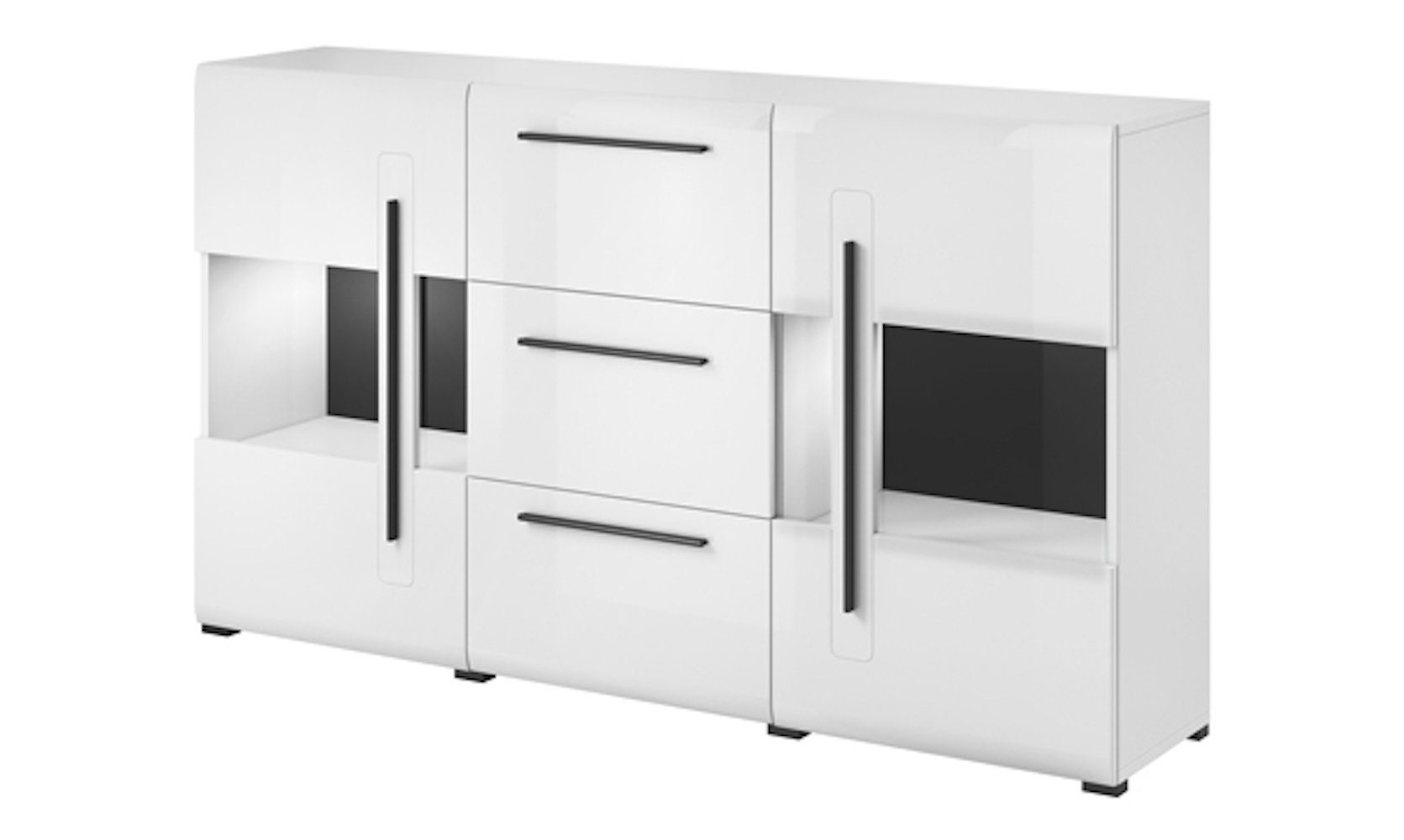 Helvetia Kommode (Tulsa, 1 St), 180cm weiß / weiß Hochglanz 2-türig mit 3 Schubladen