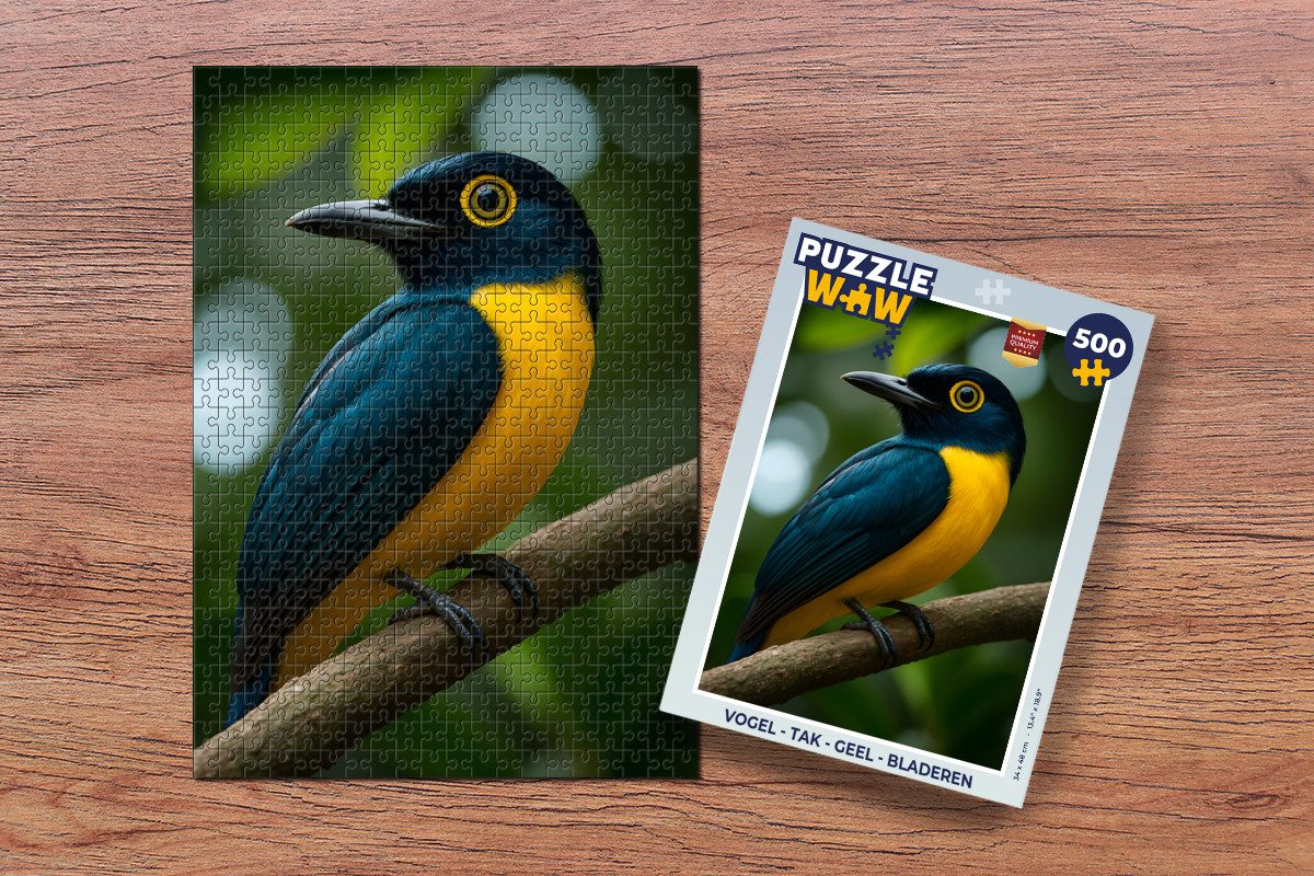 MuchoWow Puzzle Vogel - Zweig - Gelb - Blätter, 500 Puzzleteile, Foto-Puzzle, Bilderrätsel, Puzzlespiele, Spielzeug