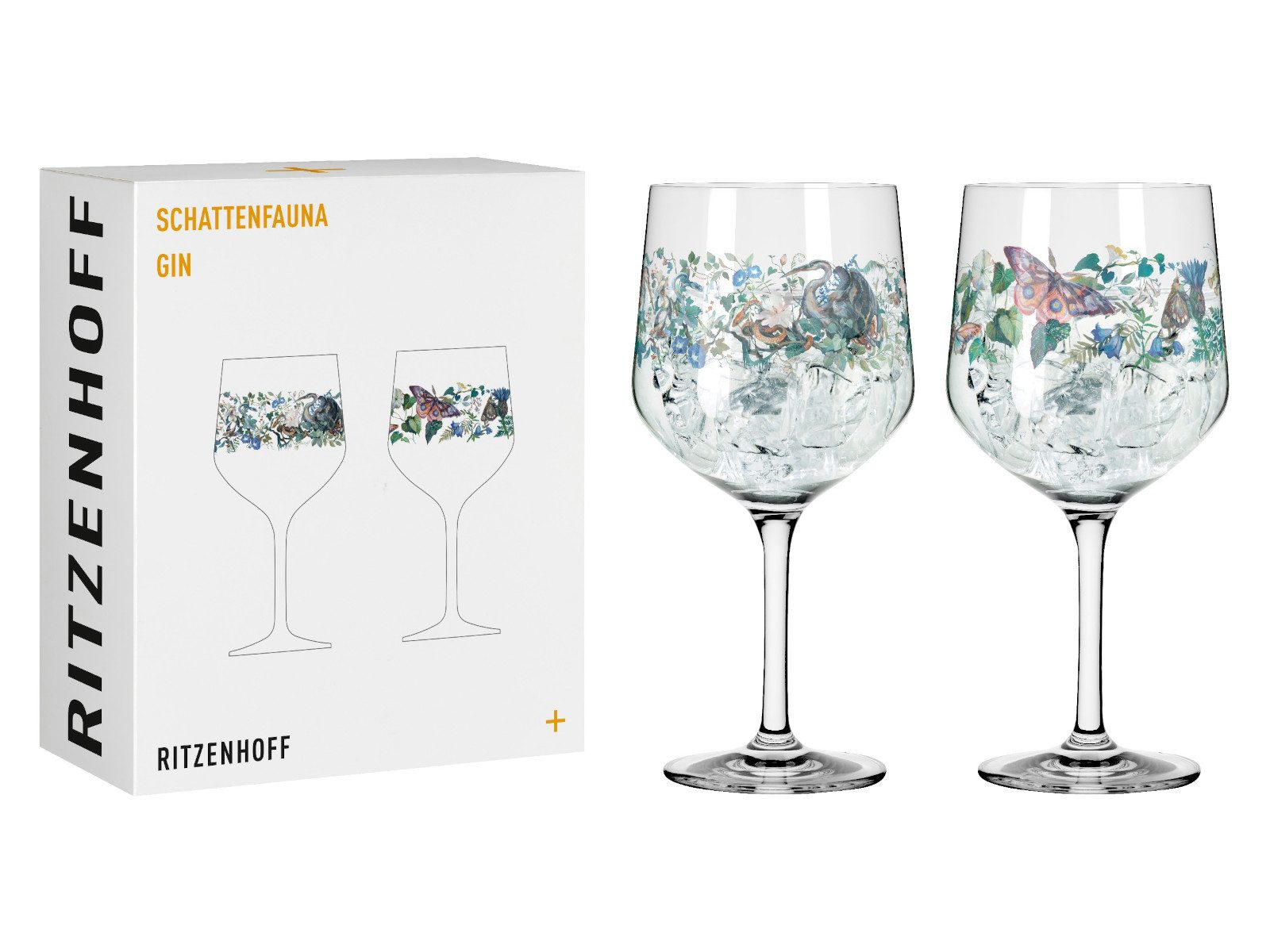 Ritzenhoff Longdrinkglas Schattenfauna Gin Kelch 2er Set (C. Mcallister) H25 #7 #8, Kristallglas