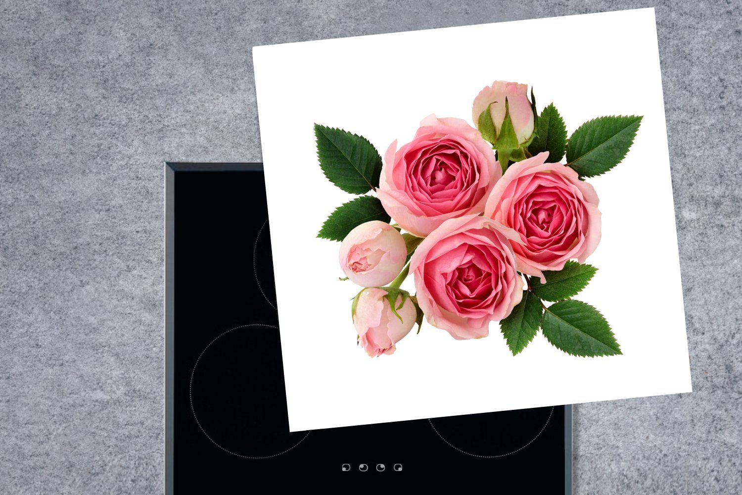 tlg), für küche Ceranfeldabdeckung, Arbeitsplatte Blumen Rosa, (1 MuchoWow - Vinyl, 78x78 Rosen cm, - Herdblende-/Abdeckplatte