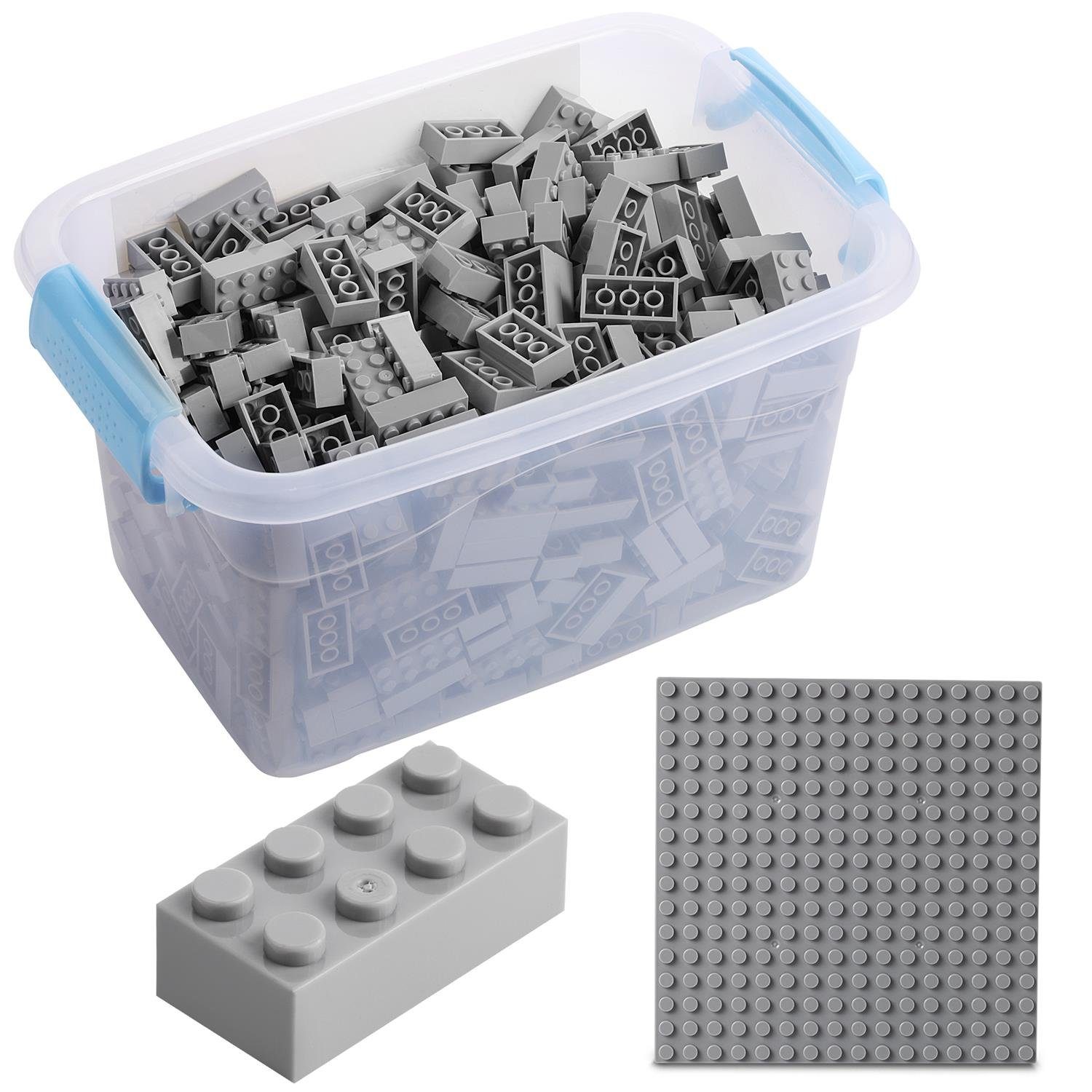 Set), 520 Herstellern mit verschiedene Farben allen + Box, Konstruktionsspielsteine zu + - Platte (3er Box-Set Katara Kompatibel Bausteine Steinen hell-grau Anderen