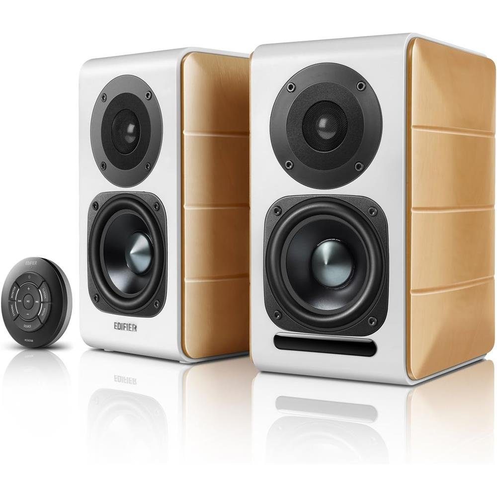 Edifier® S880DB Regal-Lautsprecher 2.0 (88 W, Bluetooth-Regallautsprecher System in Holz/Weiß)