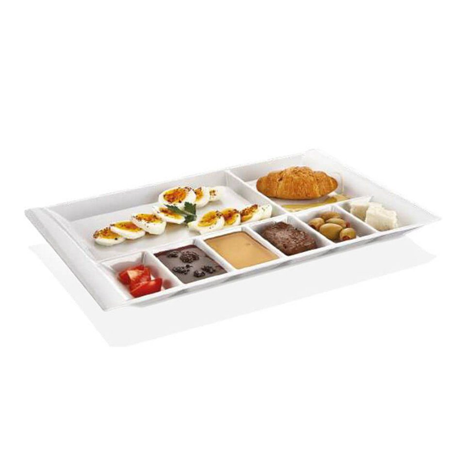 Asphald Тарілки-Set Frühstücksteller Antipastiteller Kahvaltitabagi 40x26cm (18-tlg), 18 Personen, 100% Duroplast, Duroplast (erhöhte Härte und Kantenschlagfestigkeit)