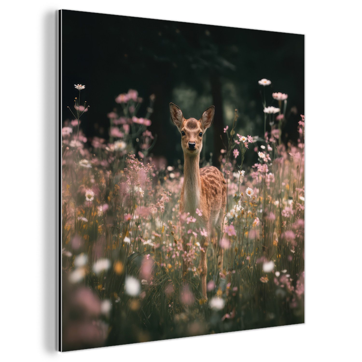 MuchoWow Metallbild Hirsche - Wildblumen - günstig online kaufen