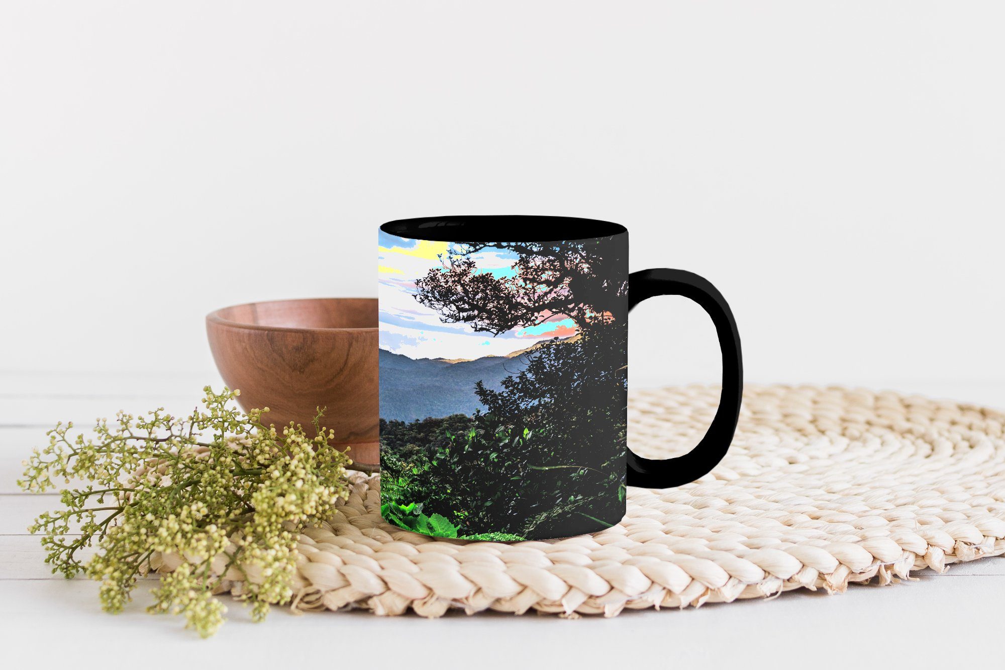 MuchoWow Tasse Dschungel - Keramik, Kinder, Kaffeetassen, Mädchen Geschenk - Jungen - - Farbwechsel, Berge Teetasse, Costa - Rica Zaubertasse