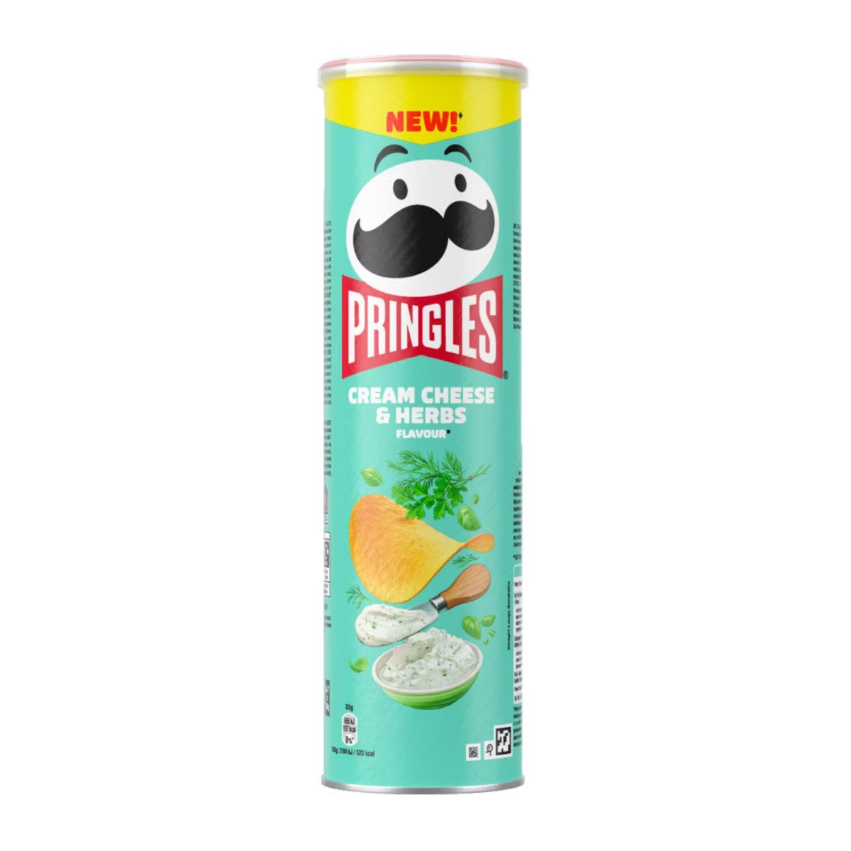 Pringles Knabberei, Pringles Cream Cheese and Herbs Chips Stapelchips Packung 185g