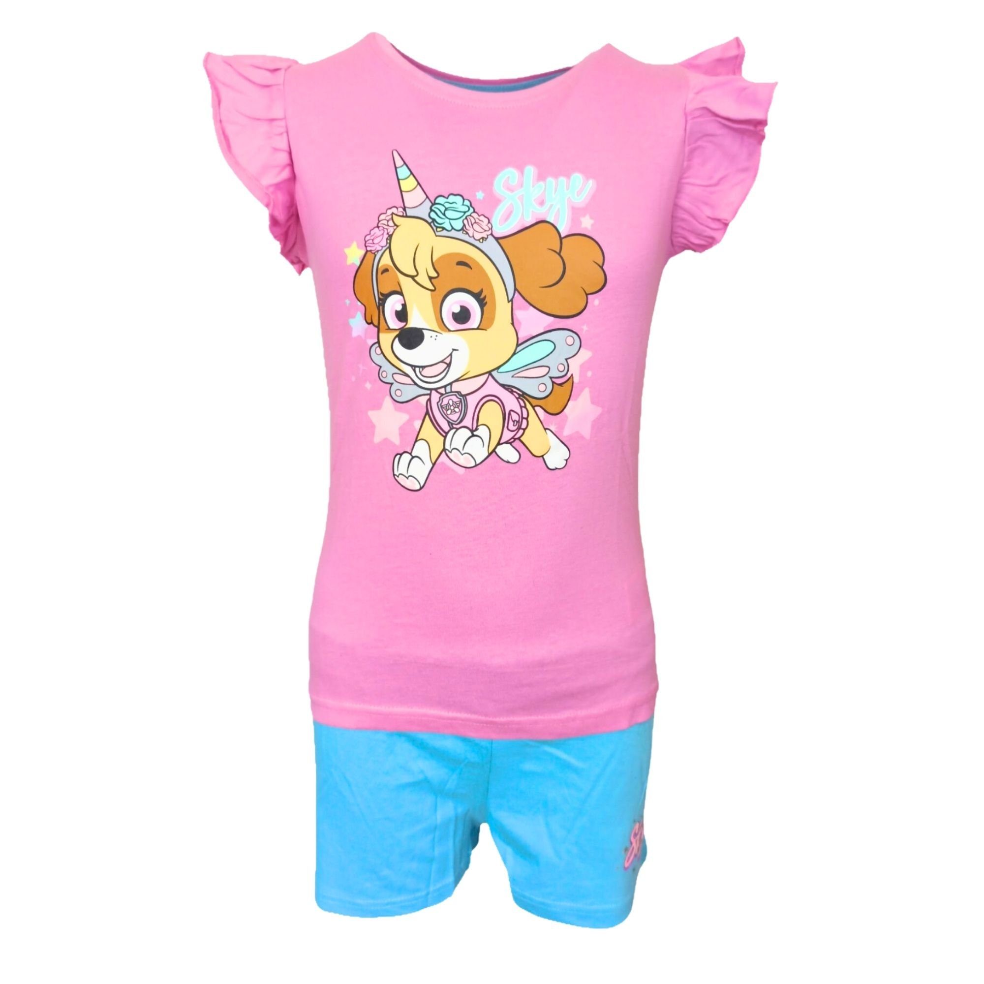 PAW PATROL Schlafanzug Skye (2 tlg) Mädchen Pyjama kurzarm Shorty aus Baumnwolle Gr. 98-128 cm