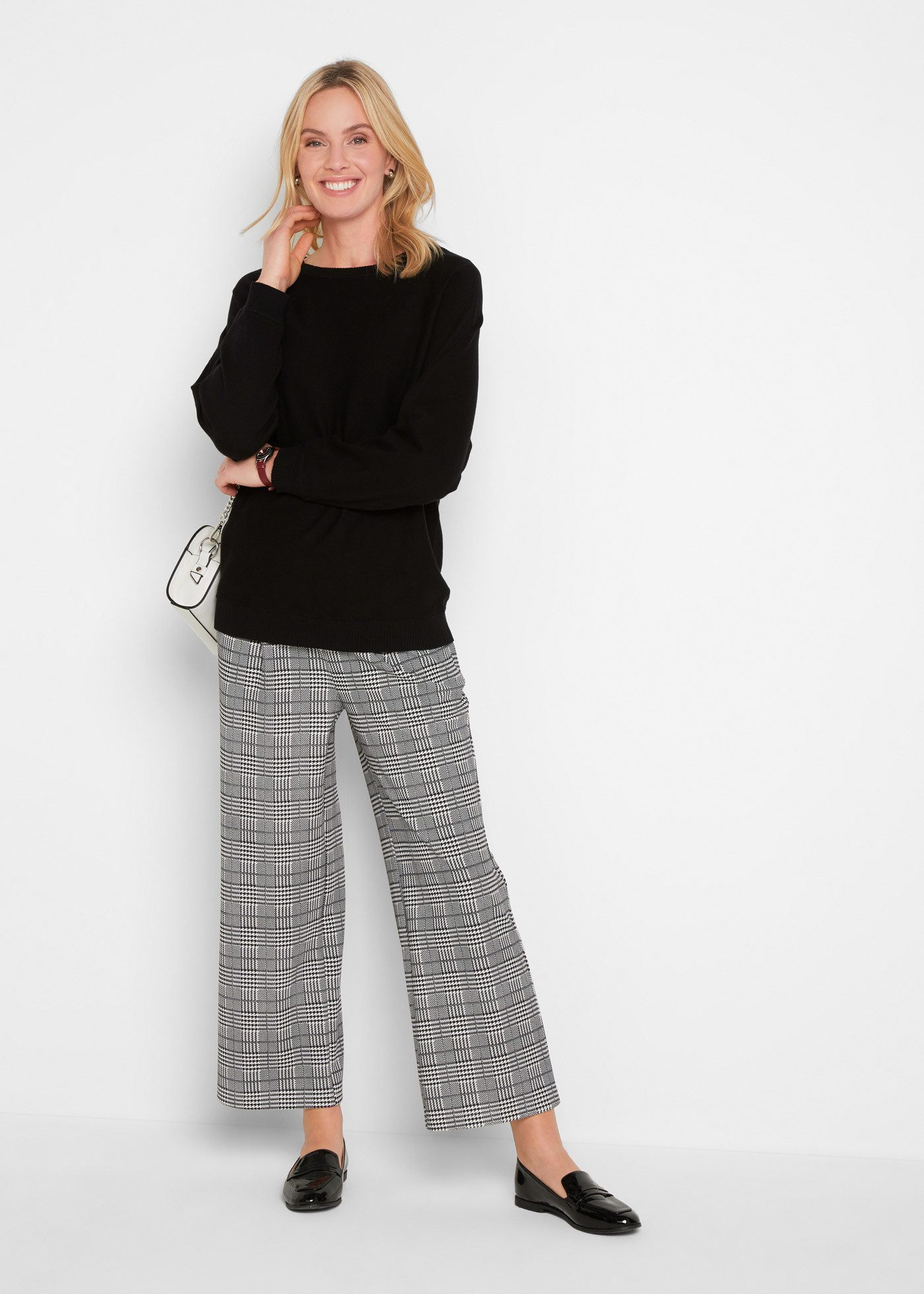 bonprix Strickpullover im Feinstrick mit hohem Baumwollanteil, mit Fledermausärmeln