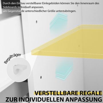 BlingBin Sideboard Ablageschrank (120*40*75 cm), 2 Türen, 3 Schubladen, verstellbarer Einlegeböden, Kein Lärm