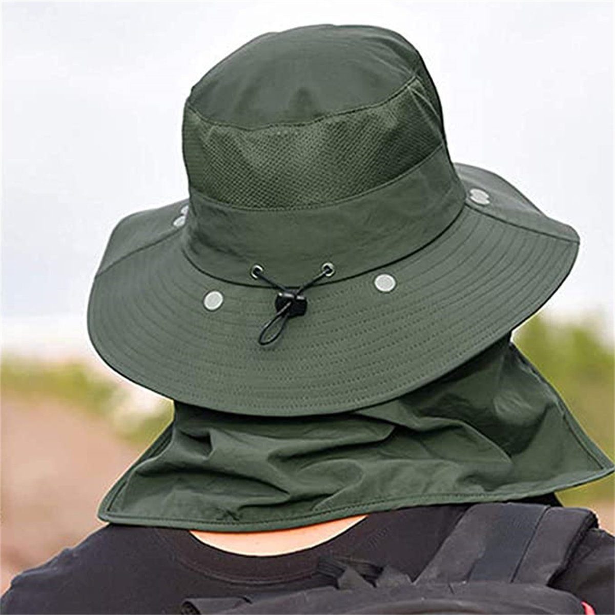 feinlux Sonnenhut Sonnenhut Anglerhut,Sonnenschutz Faltbar,SafariHut,Schlapphut (Packung, mit Gesichtsbedeckung Nackenklappe Wanderhut Sonnenhut) Geeignet zum Angeln, Wandern, Jagen, Camping, Radfahren, Bergsteigen
