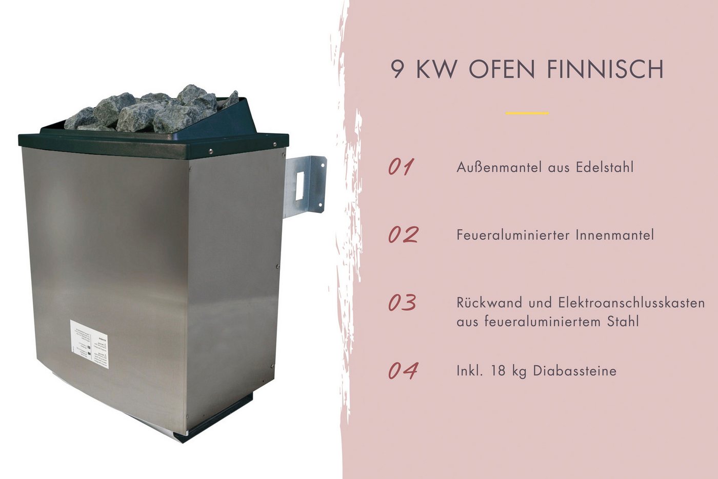 Thumbnail - Karibu Sauna Menja, BxTxH: 196 x 196 x 200 cm, 40 mm, (Set) 9-kW-Ofen mit externer Steuerung