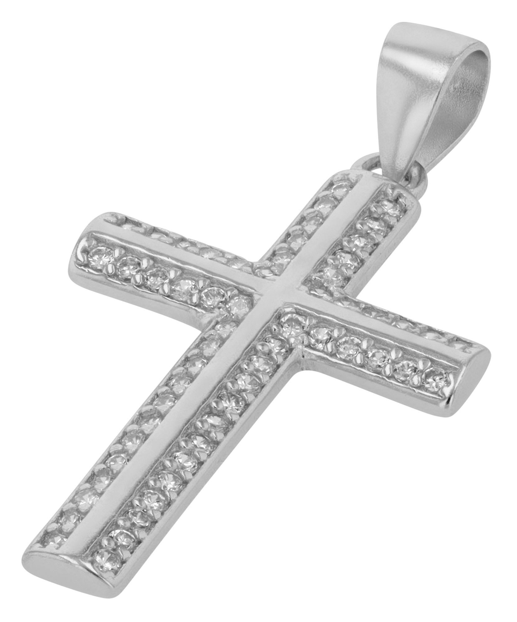 Kettenanhänger Anhänger – Kreuz Kreuzanhänger aus 925 Silber mit Zirkonia