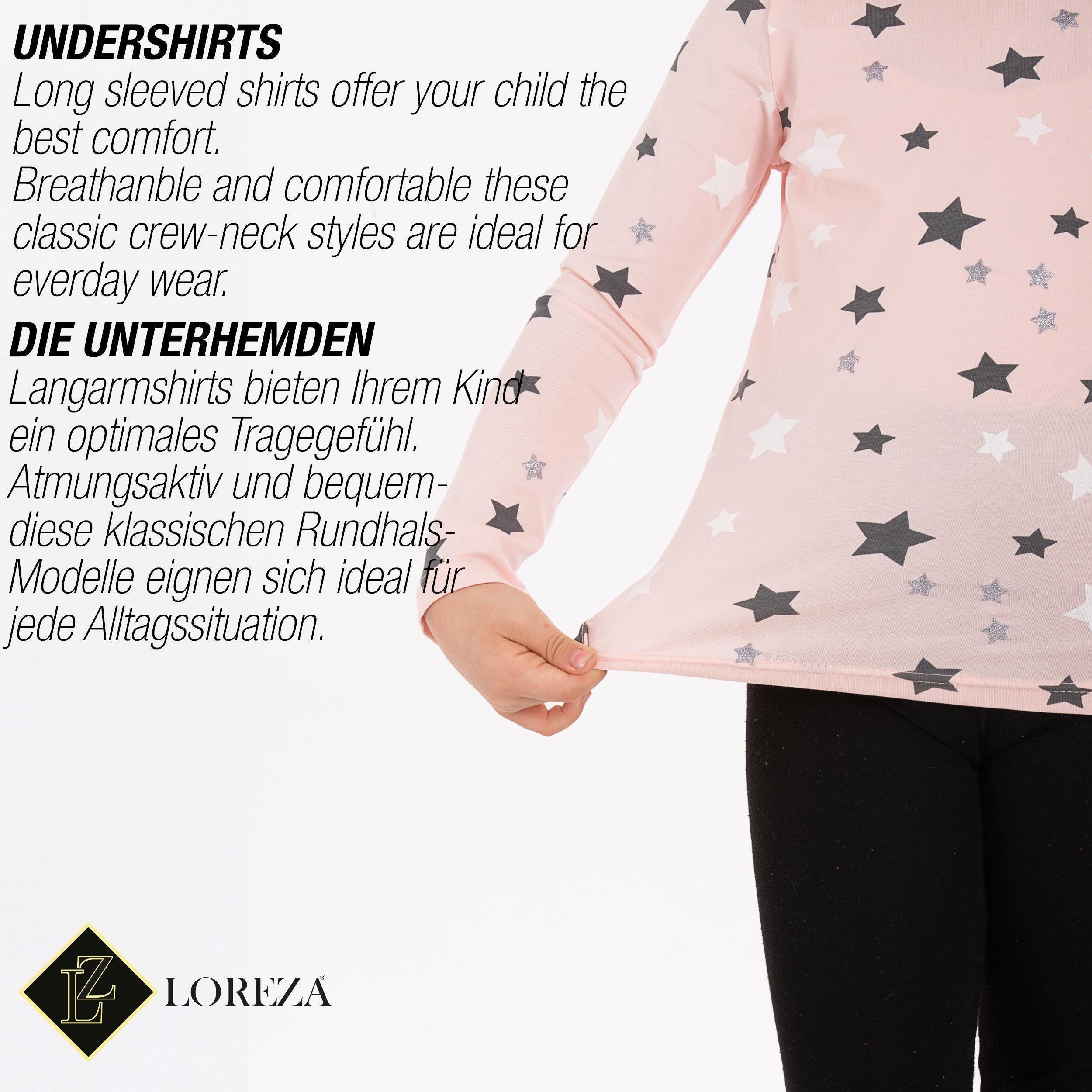 LOREZA Unterhemd Langarmshirts Body 3er Variante Unterhemden Pack Shirt (Set, Kinder 4 3-St) Mädchen