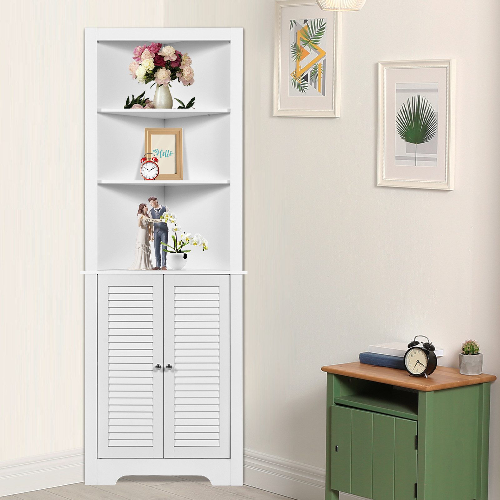 COSTWAY Hochschrank Eckschrank Bad Holz, 45x45x173cm, günstig online kaufen