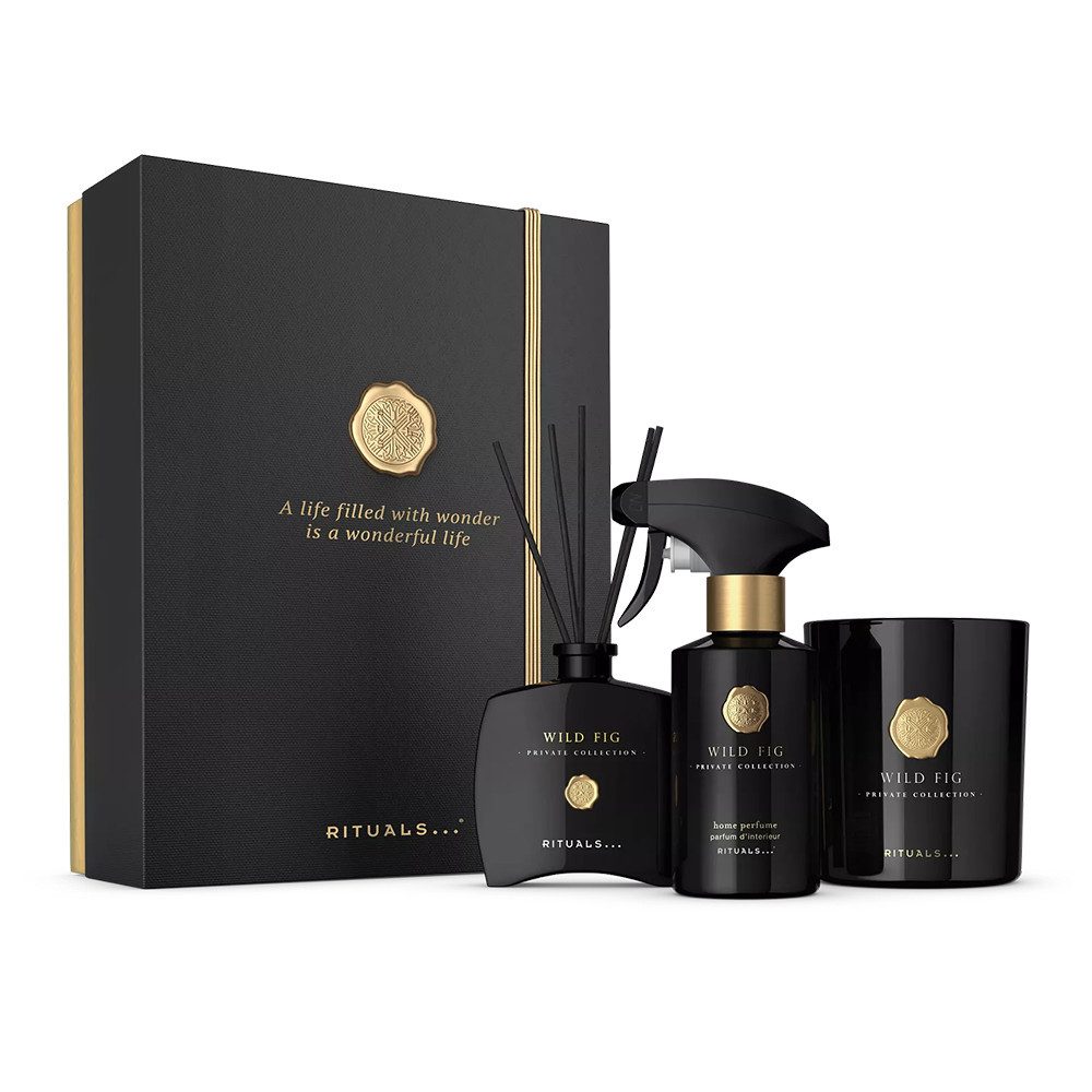 Rituals Pflege-Geschenkset Rituals Private Collection Wild Fig Gift Set L 2025, 3-tlg., Duftkerze, Mini-Duftstäbchen & Raumduft – edler Figenduft