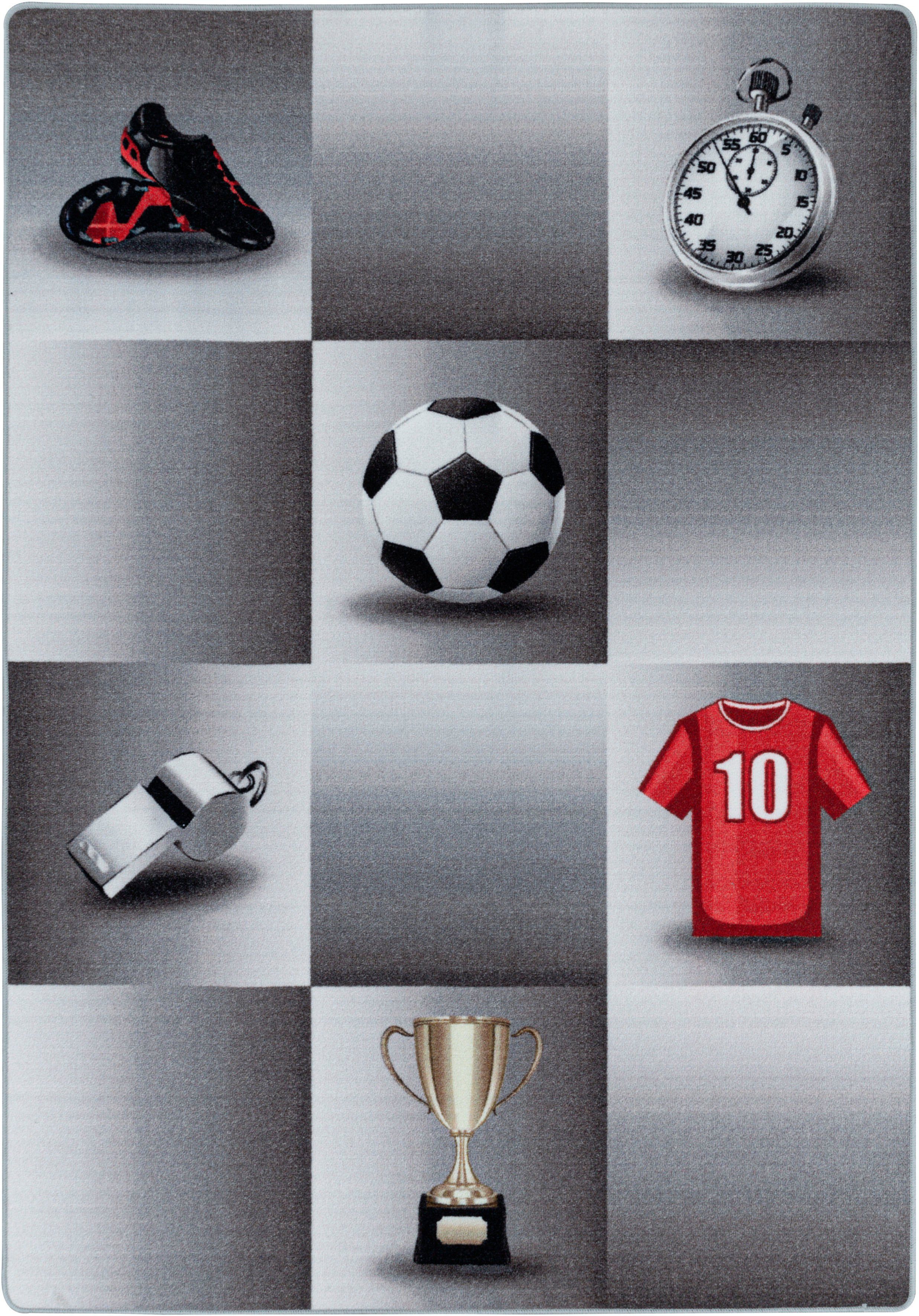 Ayyildiz Teppiche Kinderteppich PLAY 2906, rechteckig, Höhe: 6 mm, robuster Kurzflor, Fussball, Kinderzimmer