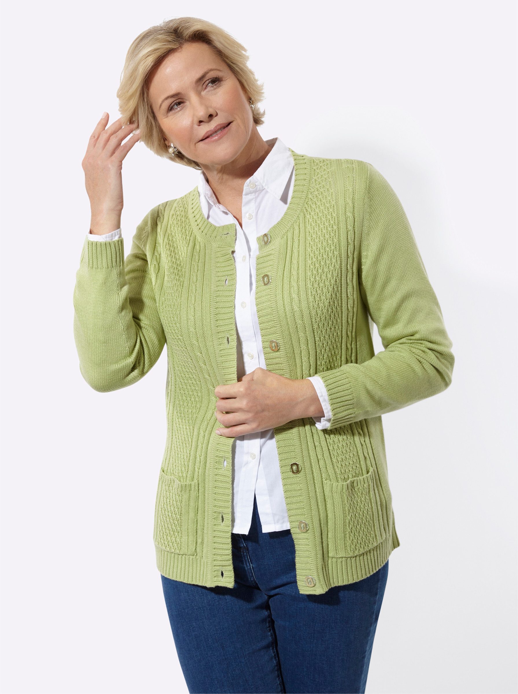 Witt Strickjacke Strickjacke Langarm Zopfmuster
