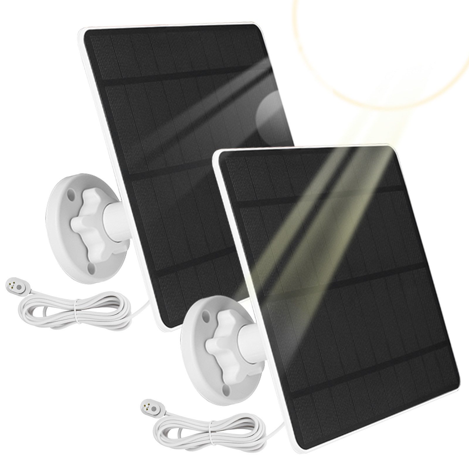XIIW Solarmodul 2er-Set 5W Solarpanel für Arlo Pro 3/4/5S/Ultra für Überwachungskamera, 5 W, (2-St., Mono-Panel, 3m Kabel, PET-Beschichtung, IP65, Verstellbar Halterung), Solarpanel mit 360° Wandhalterung, für Pro 3/4/5S und Ultra-Serie