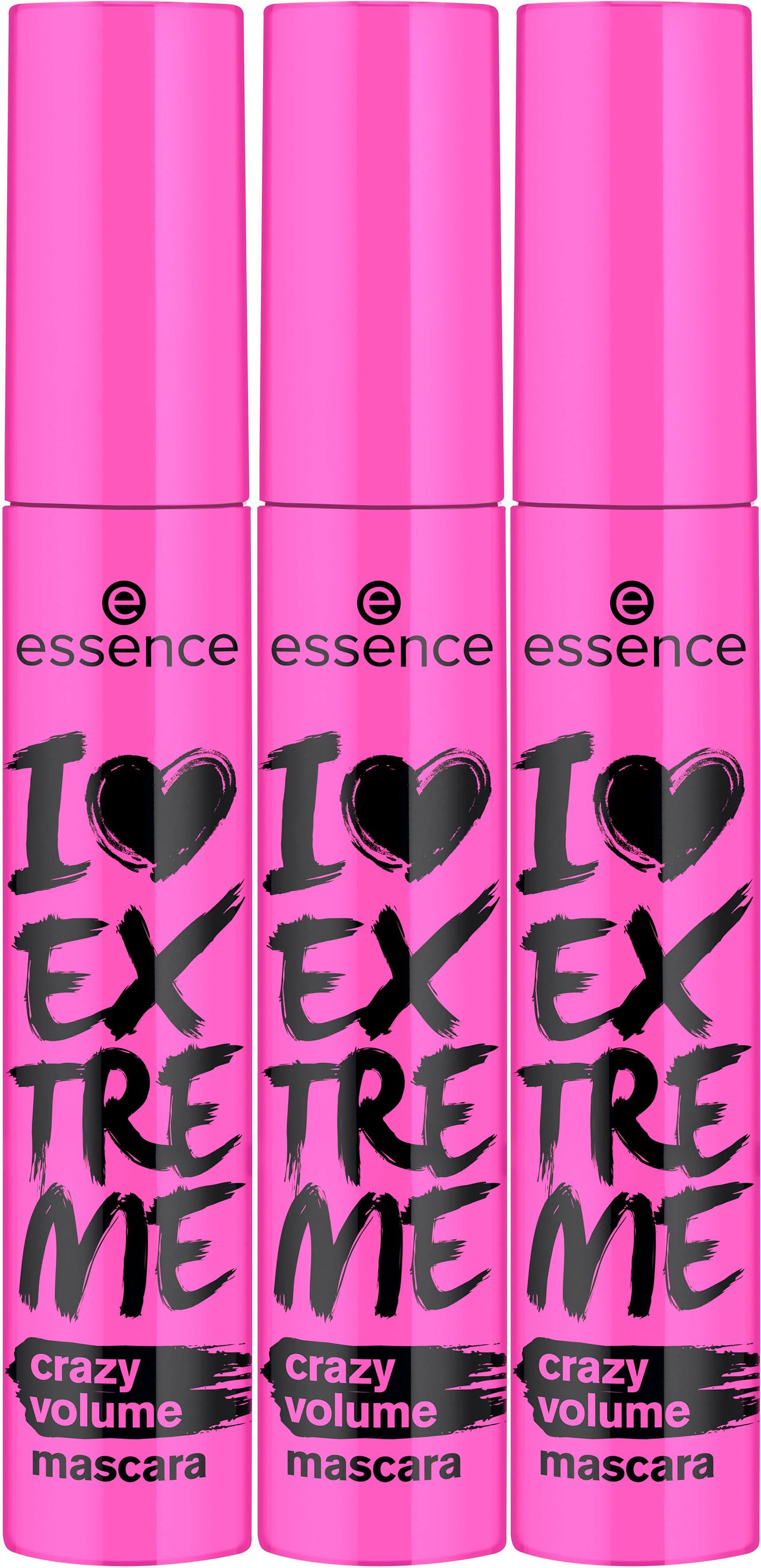 Essence Mascara I LOVE EXTREME crazy volume mascara, 3-tlg., mit cremiger Textur