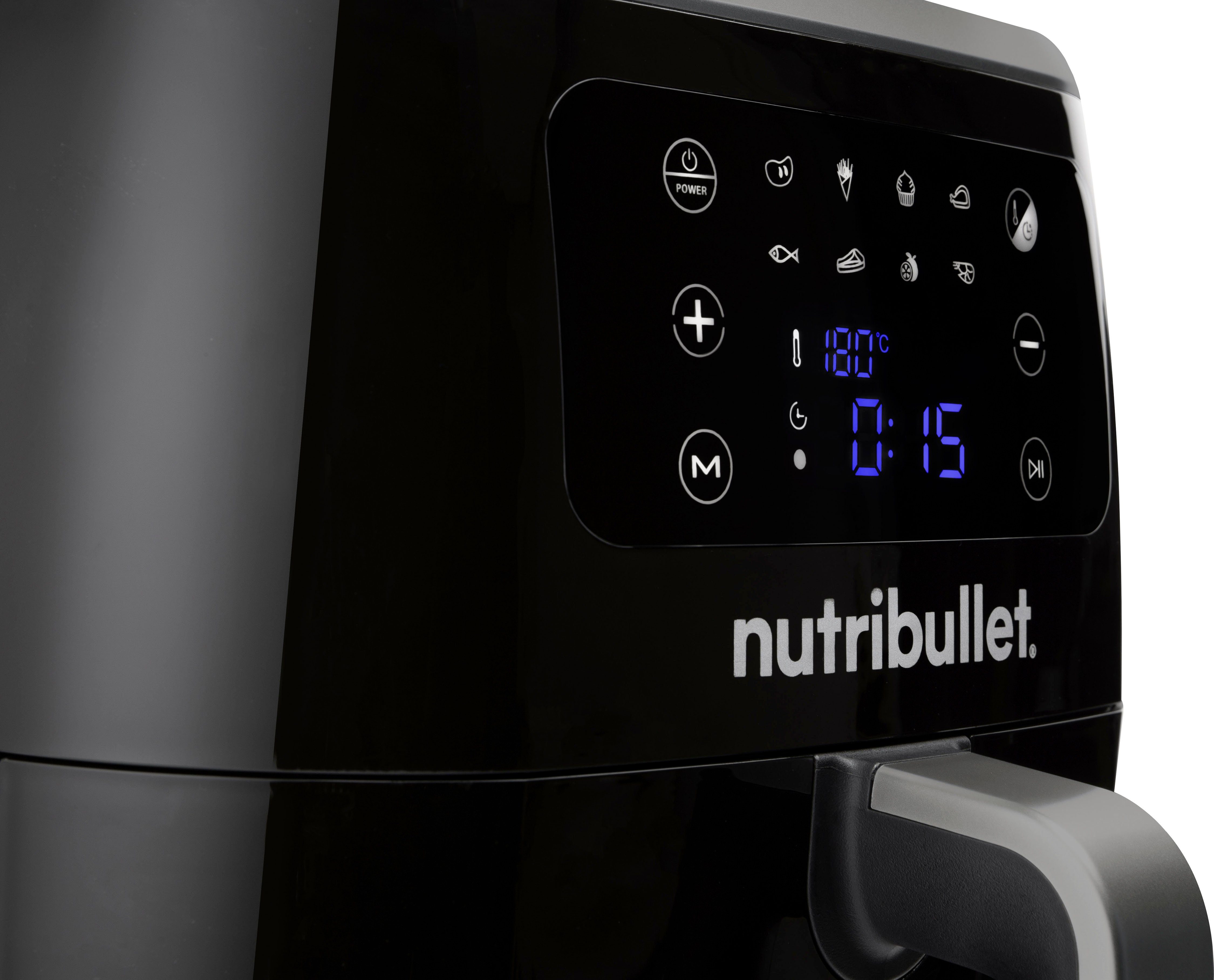 nutribullet Heißluftfritteuse NBA071B 7L XXL Garkorb, 8 Programme, antihaft & spülmaschinenfest, 1800 W, 1.800 Watt, 360° Wirbelkonvektion, Touch-Display, Schwarz