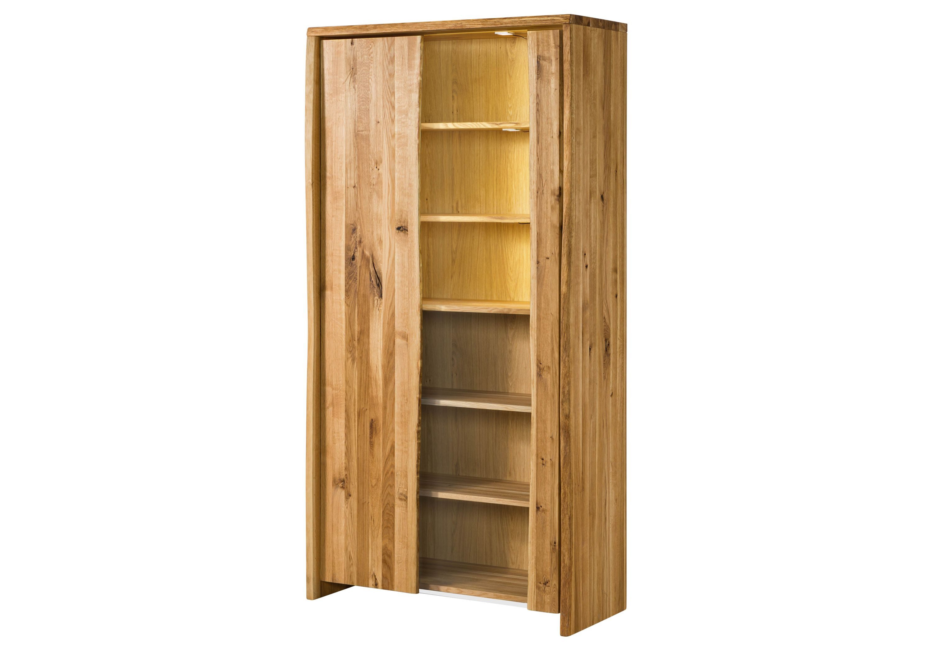 Massivmoebel24 Standvitrine PURE OAK (Wildeiche 105x45x204 natur geölt PURE OAK #106) Wildeiche 105x45x204 natur geölt PURE OAK #106