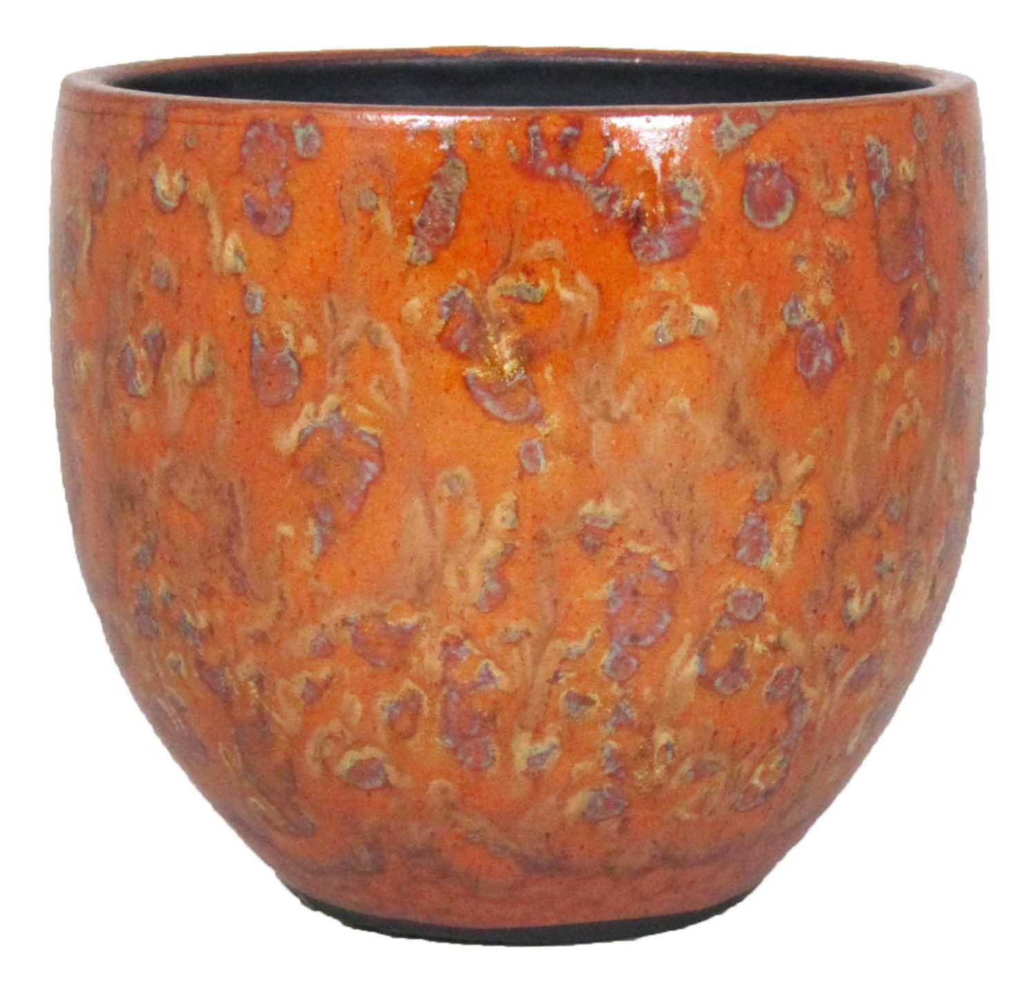 INNA-Glas Blumentopf Pflanzgefäßaus Keramik, gesprenkelt, orange-gelb, 13 cm, Ø 14 cm