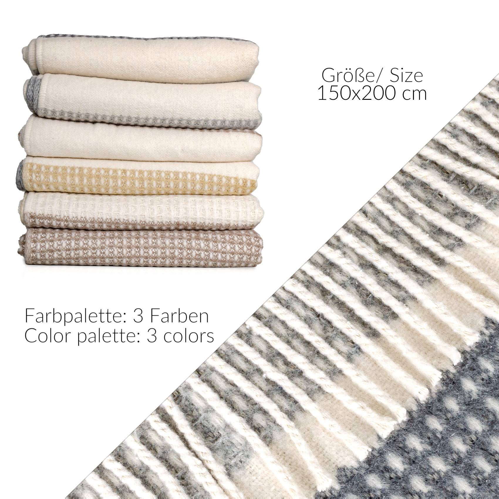 Plaid Boris Tagesdecke hochwertige Kuscheldecke Wohndecke Reisedecke, ANRO, Wendedecke kuschelig-weich 150x200cm Grau