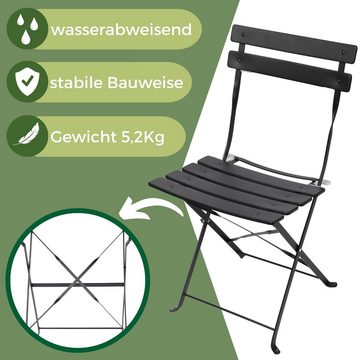 Albatros International Balkonset Albatros Bistroset 3-teilig Schwarz – Bistrotisch mit 2 Stühlen, (optimal als Balkonmöbel Set oder Gartenmöbel in modernem Design, Schwarz), klappbare Stühle und Tisch aus robustem Metall