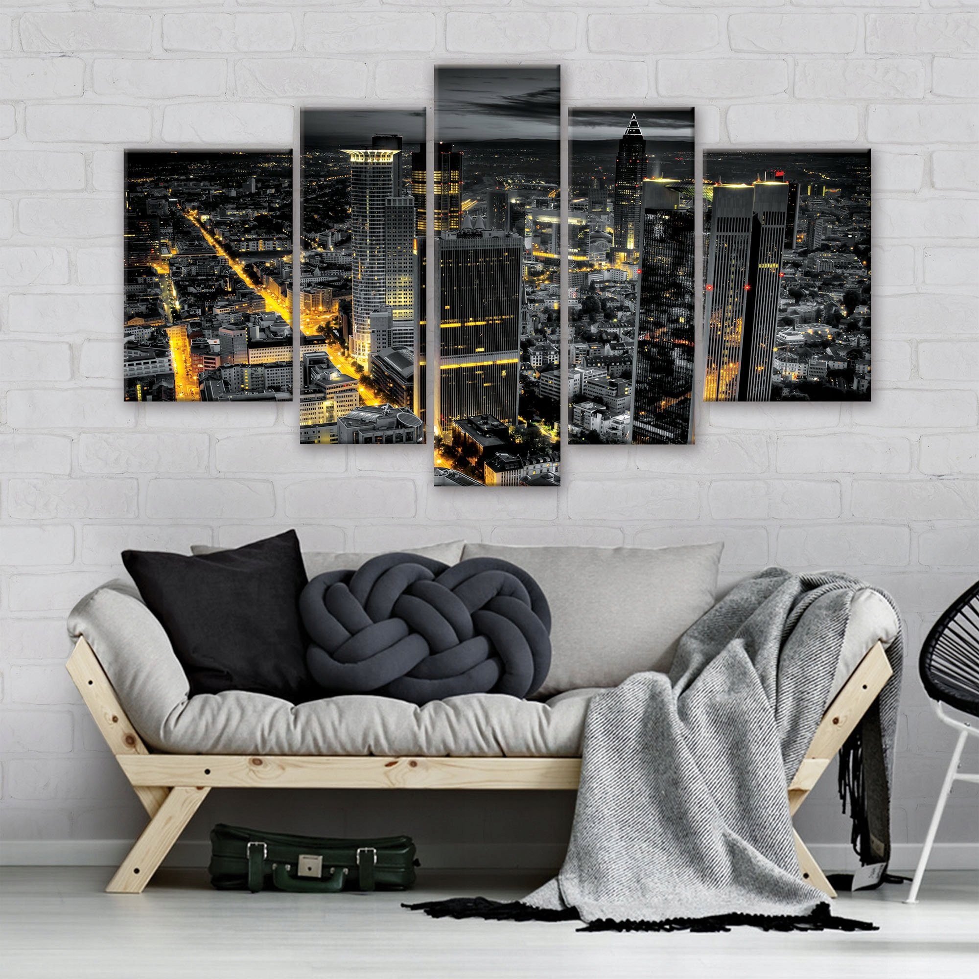 Wallarena Leinwandbild New York Stadt Schwarz Wandbilder 170x100 cm Groß Se günstig online kaufen