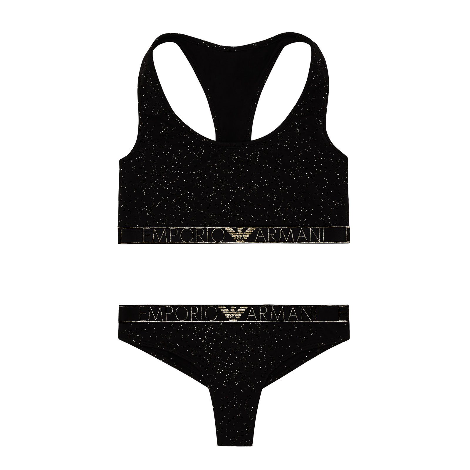 Emporio Armani Set: Bralette-BH Bralette & Brazilian Brief Set mit glänzendem Iconic Logoband