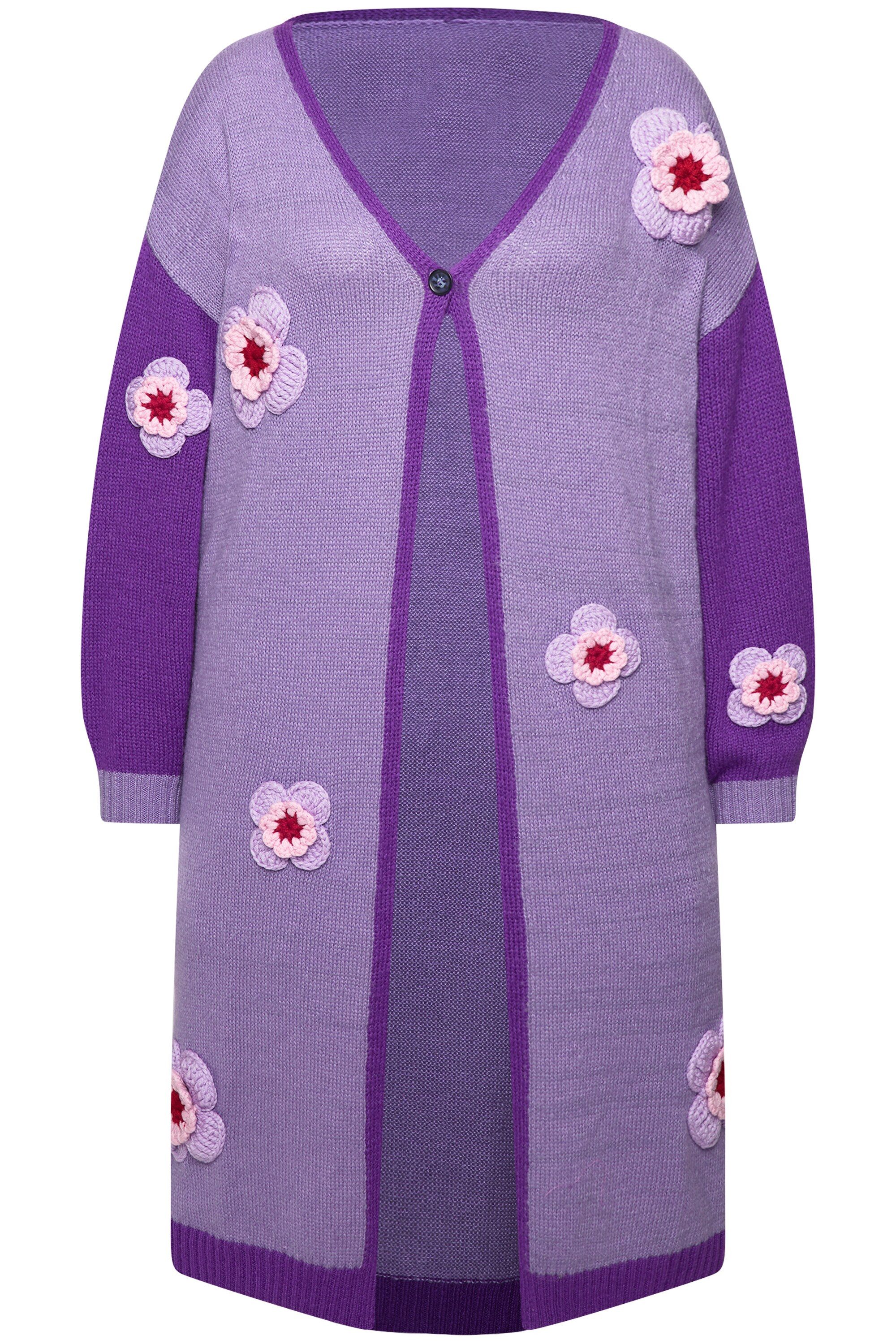 MIAMODA Strickjacke Strickjacke Straight Fit Blüten-Streifen günstig online kaufen
