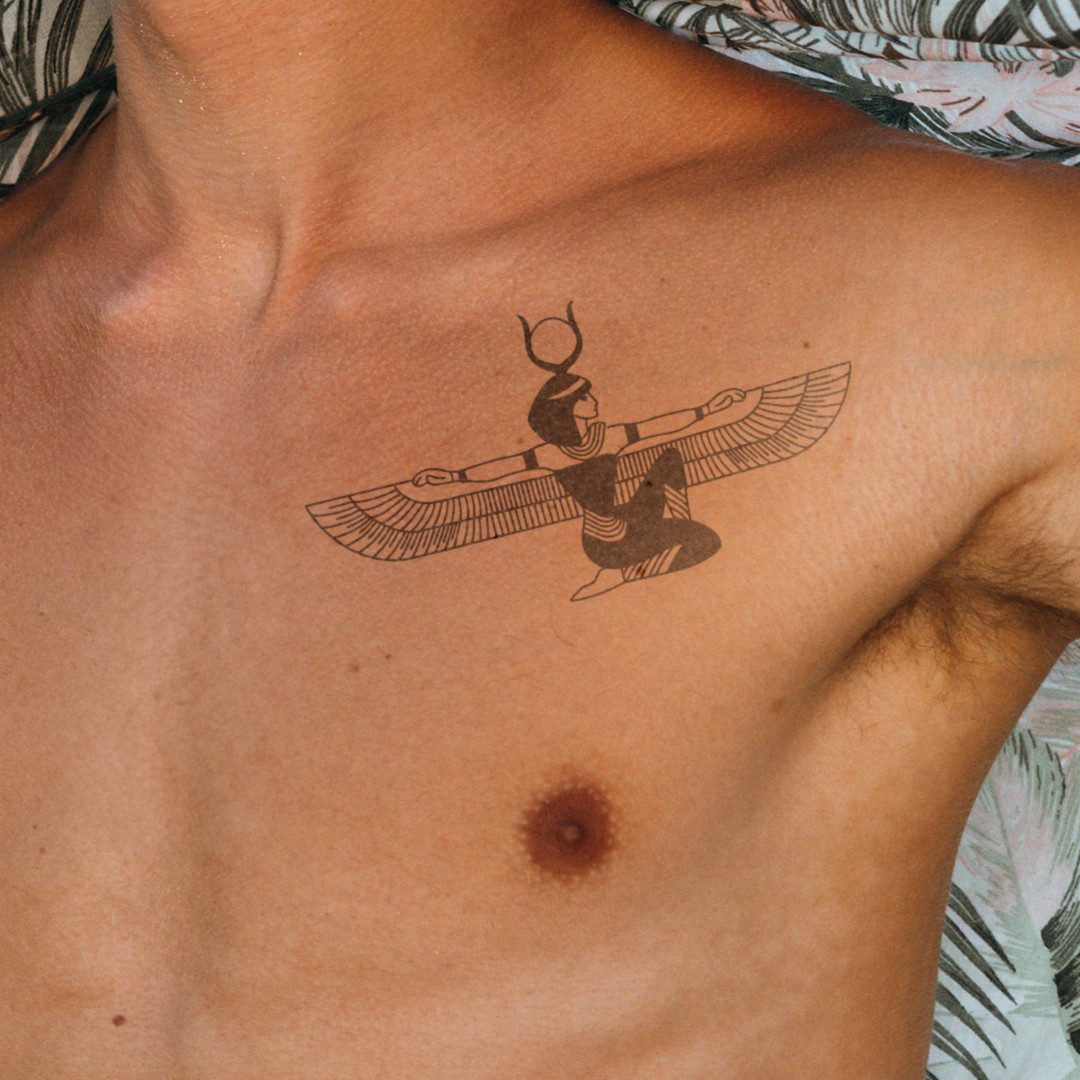 Inkster Schmuck-Tattoo Ägyptische Göttin Maat Tattoo, wasserfestes temporäres Tattoo, 2 Wochen Halt