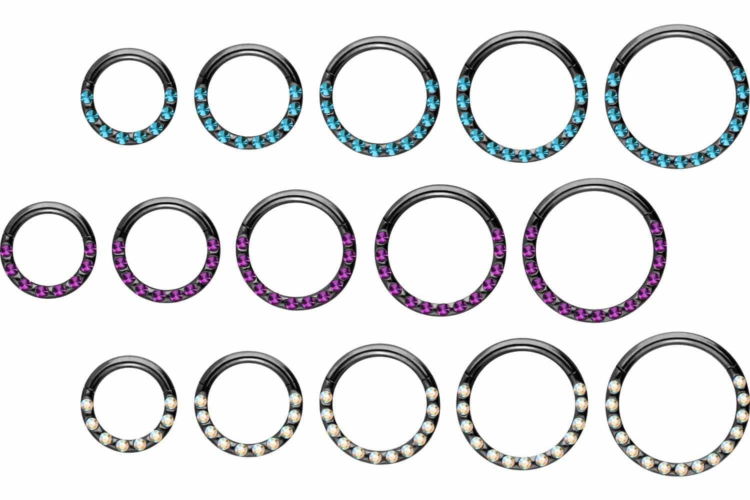 PIERCINGLINE Nasenpiercing Chirurgenstahl Segmentring Clicker KRISTALLE + EPOXY Ohrpiercing (Clicker, 1-tlg), Ohrpiercing für Conch, Helix, Tragus, Daith, Lobe