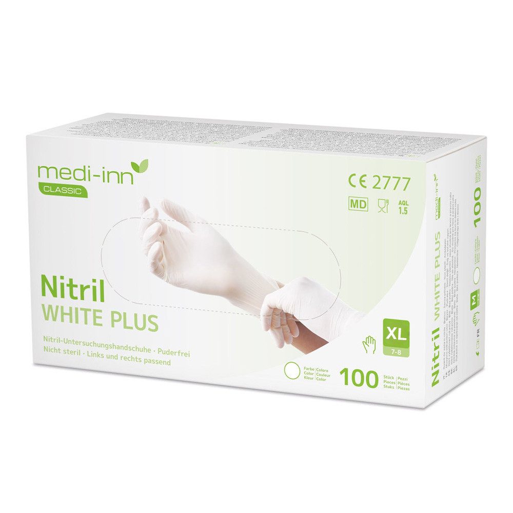 Nitril-Handschuhe Nitril White Plus Einmalhandschuhe puderfrei weiß