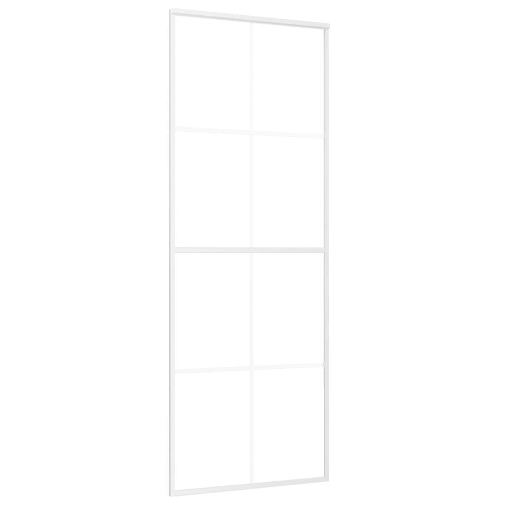 vidaXL Schiebetür, Zimmertür ESG-Mattglas und Aluminium 76x205 cm Weiß