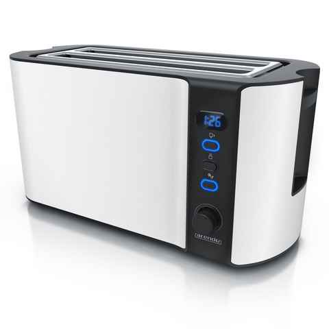 Arendo Toaster, 2 lange Schlitze, für 4 Scheiben, 1500 W, Langschlitz, Brötchenaufsatz, Wärmeisolierendes Gehäuse, Display