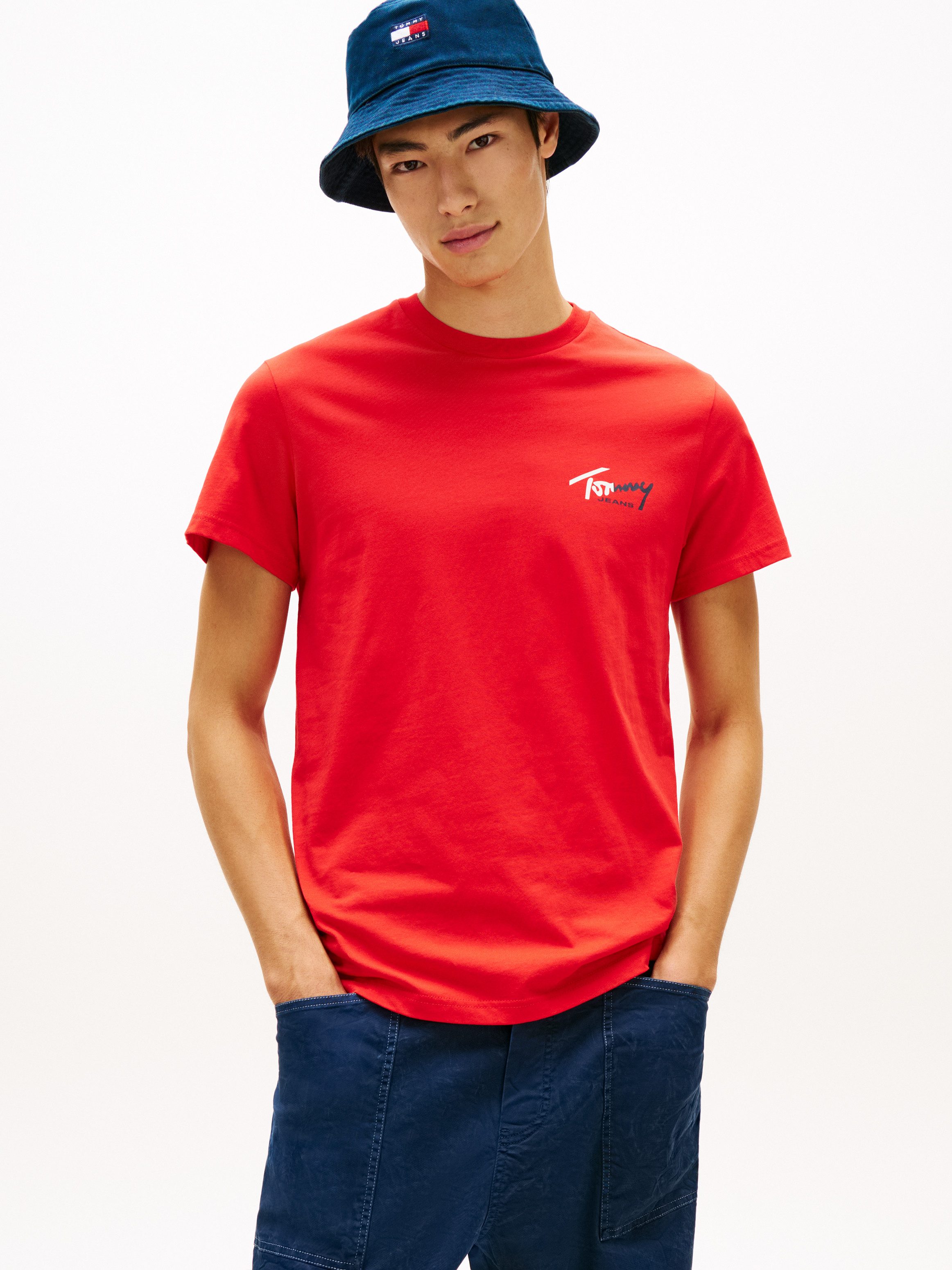Tommy Jeans T-Shirt TJM SLIM FIT SIGN CHEST mit Markenprint