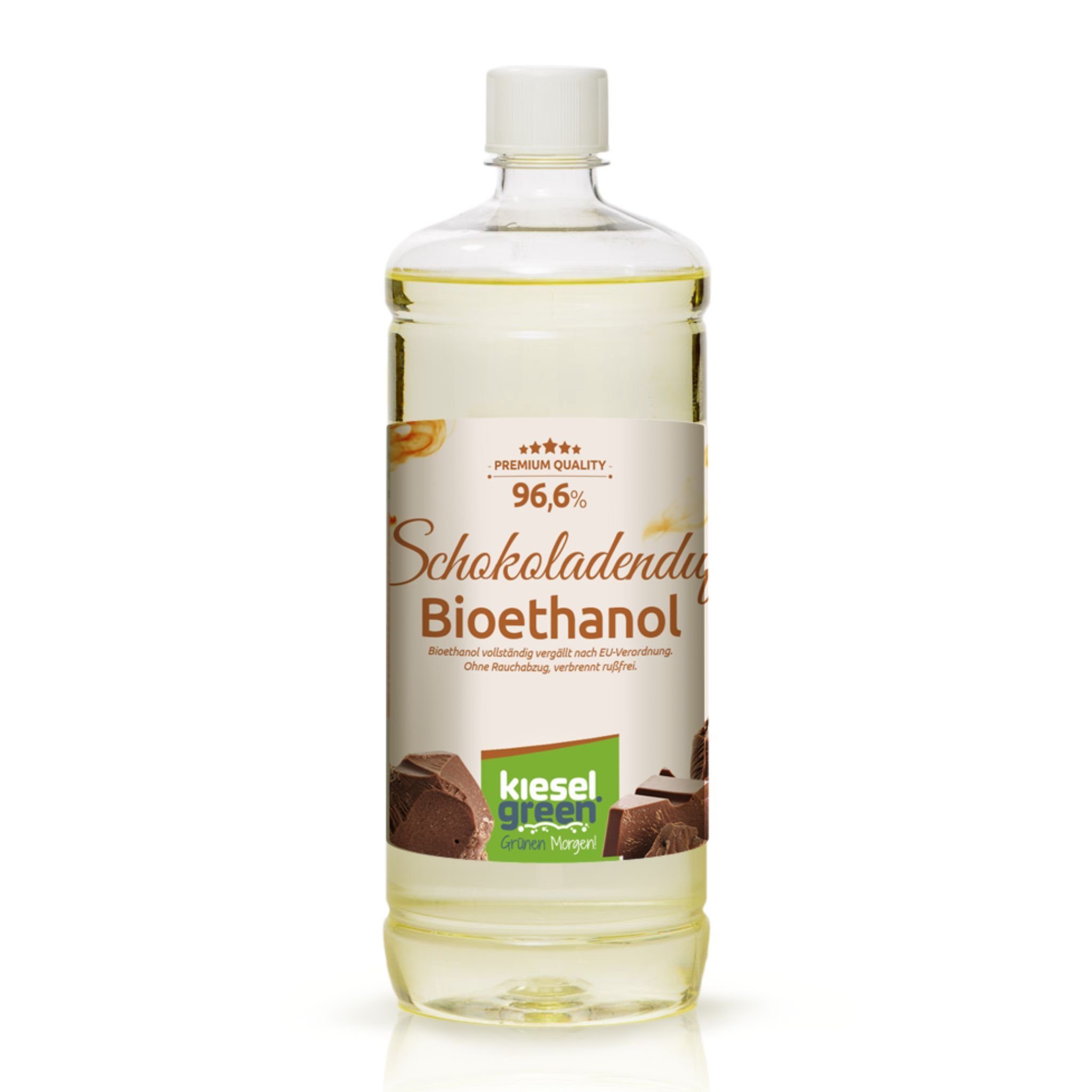 KieselGreen Bioethanol KieselGreen Bioethanol Flasche 1 Liter mit Duft für Ethanol-Kamin Schokolade