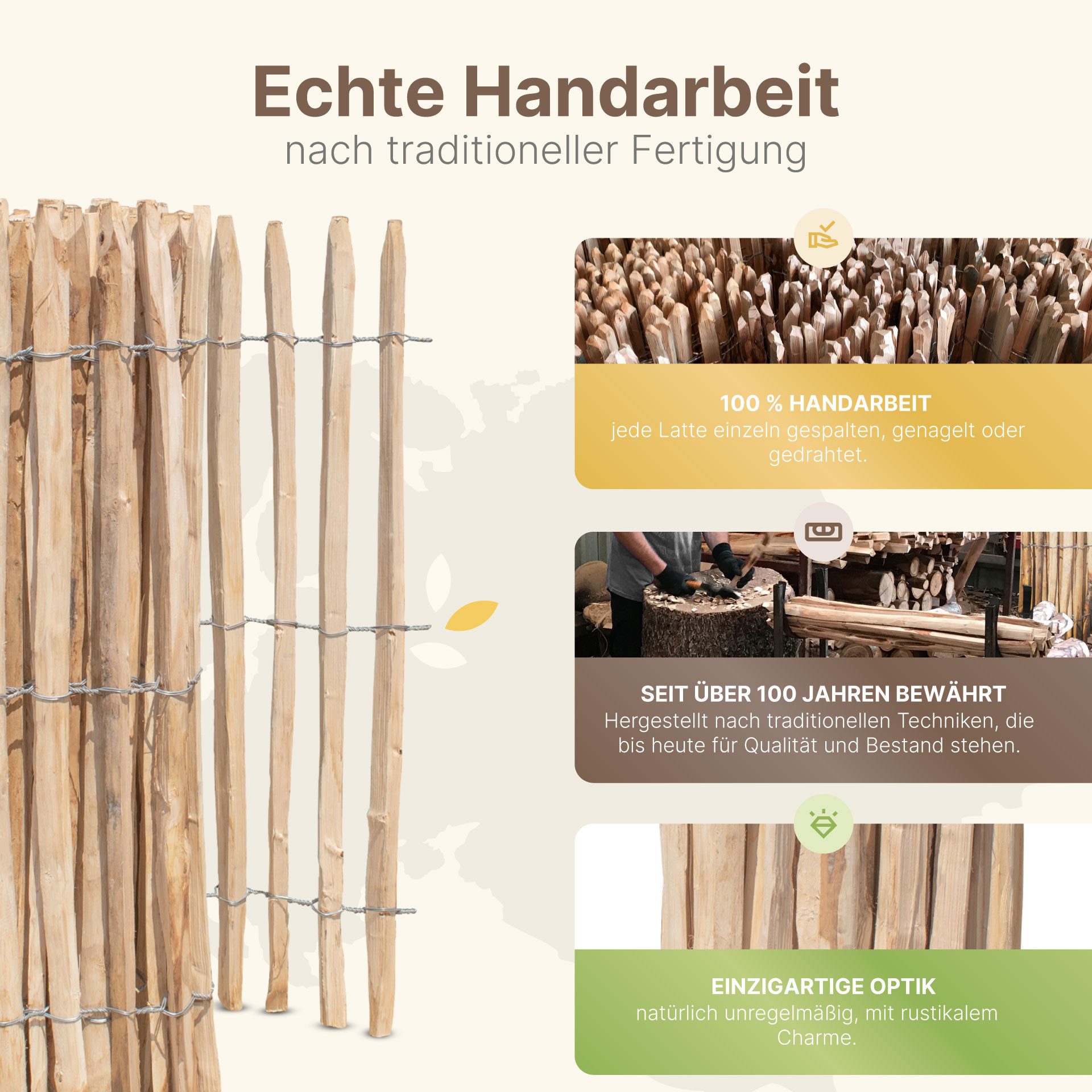 STILTREU Staketenzaun Franz. Premium Staketenzaun Kastanie 5 m, Höhe 50 cm, günstig online kaufen