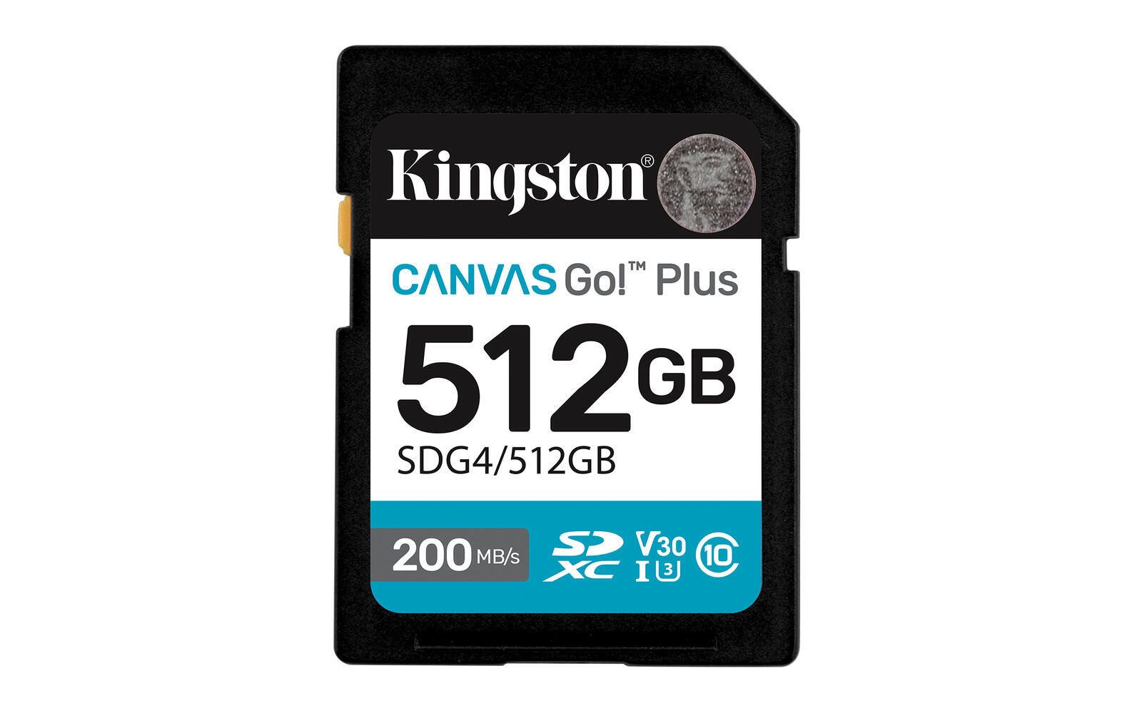 Kingston 512GB SDXC Canvas Go Plus Gen4 200MB/s C10 UHS-I U Speicherkarte