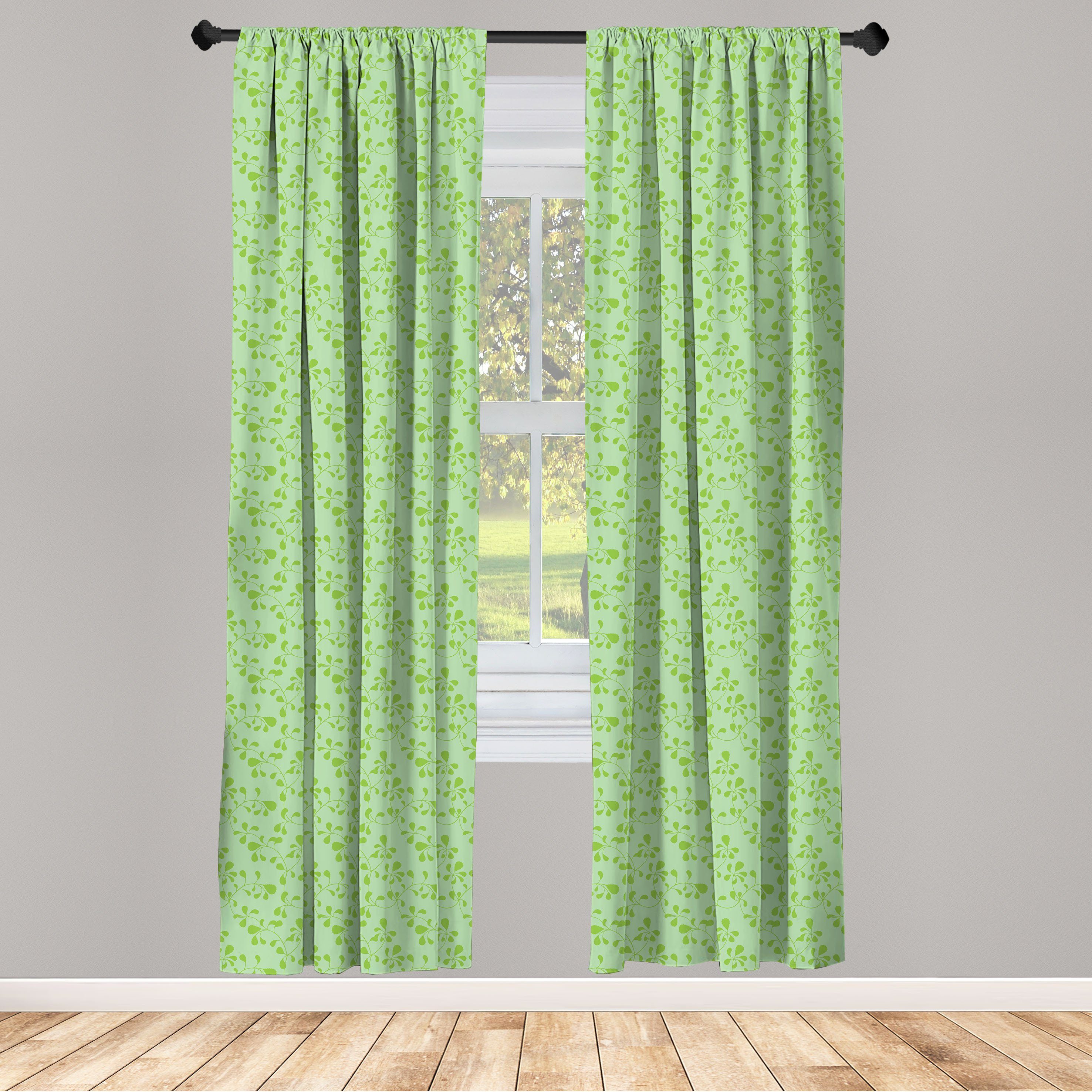 Gardine Vorhang für Wohnzimmer Schlafzimmer Dekor, Abakuhaus, Microfaser, Blätter Sommer grünen Zweig Strudel