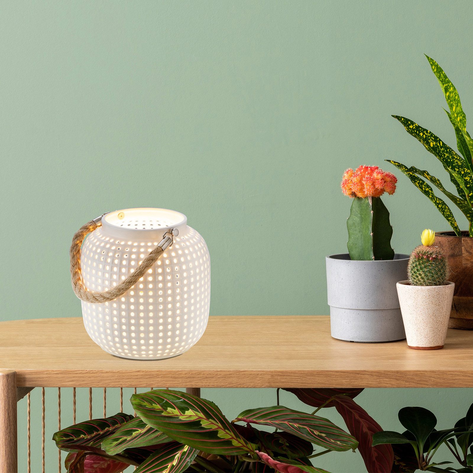 NOWA Tischleuchte Tischlampe Wohnzimmer Tischleuchte Keramik weiß Deko Late günstig online kaufen