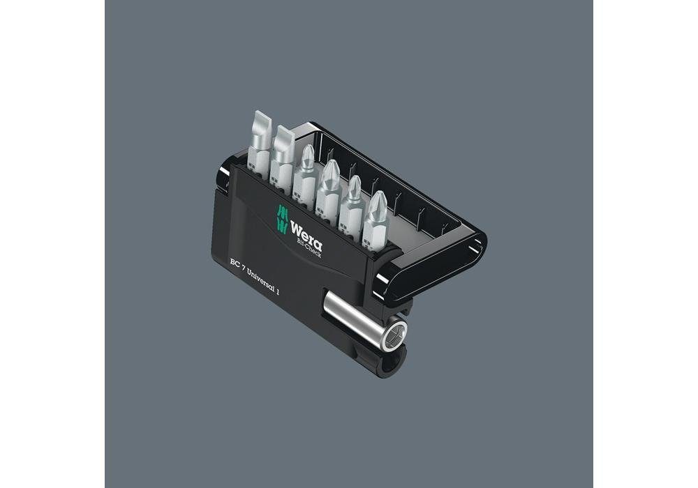 Wera Bit-Set Bitsatz zähhart Mini-Check 7teilig Bithalter/6Bits Schlitz/PH/PZ Magnetbithalter m.Box SL/PH/PZ